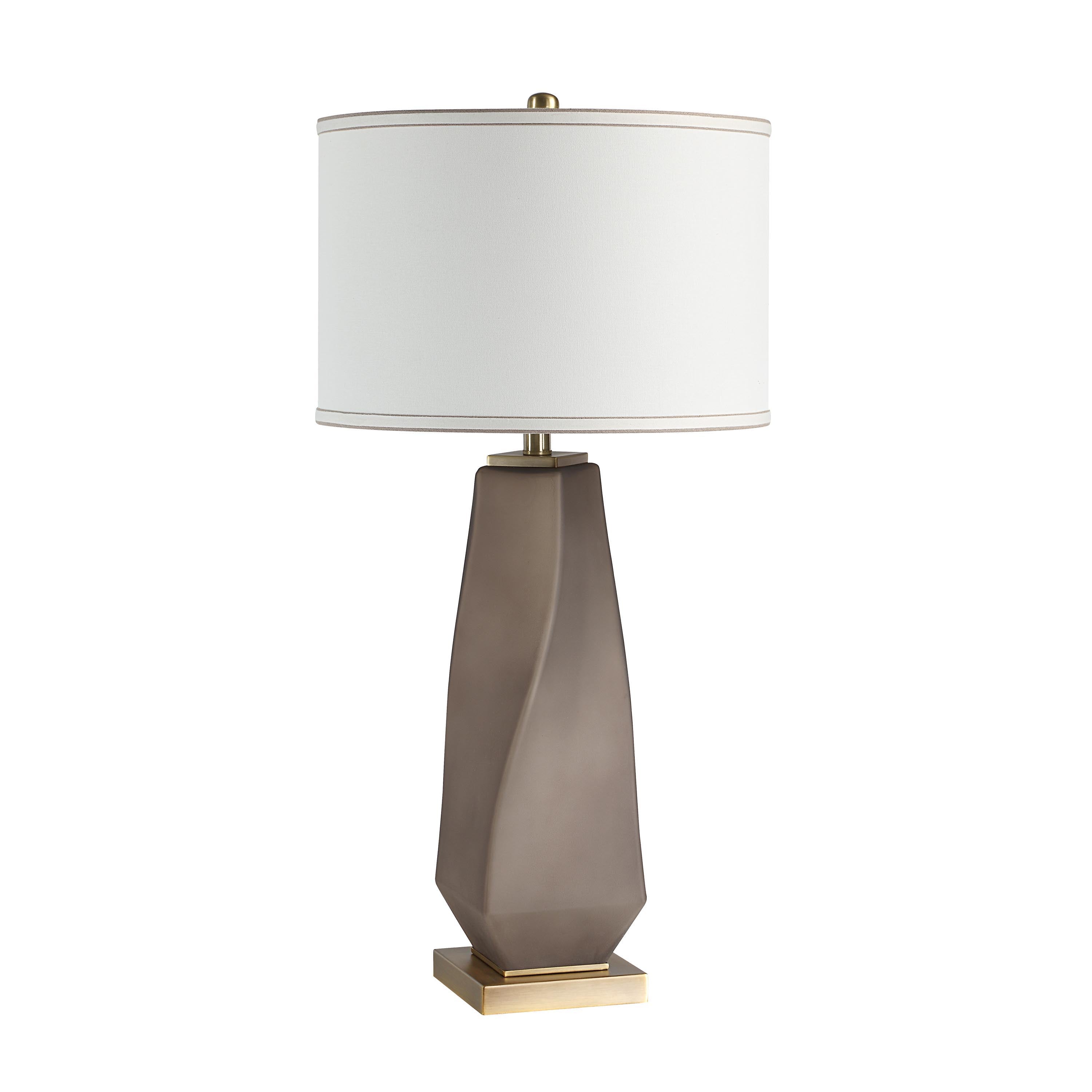 Mallorca 32" Table Lamp, Smokey Grey & Brass-Table Lamp-DECOROLALA