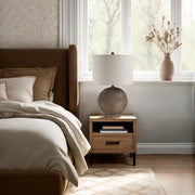 Malya 25.5" Table Lamp with Textured Brown Finish-Table Lamp-DECOROLALA