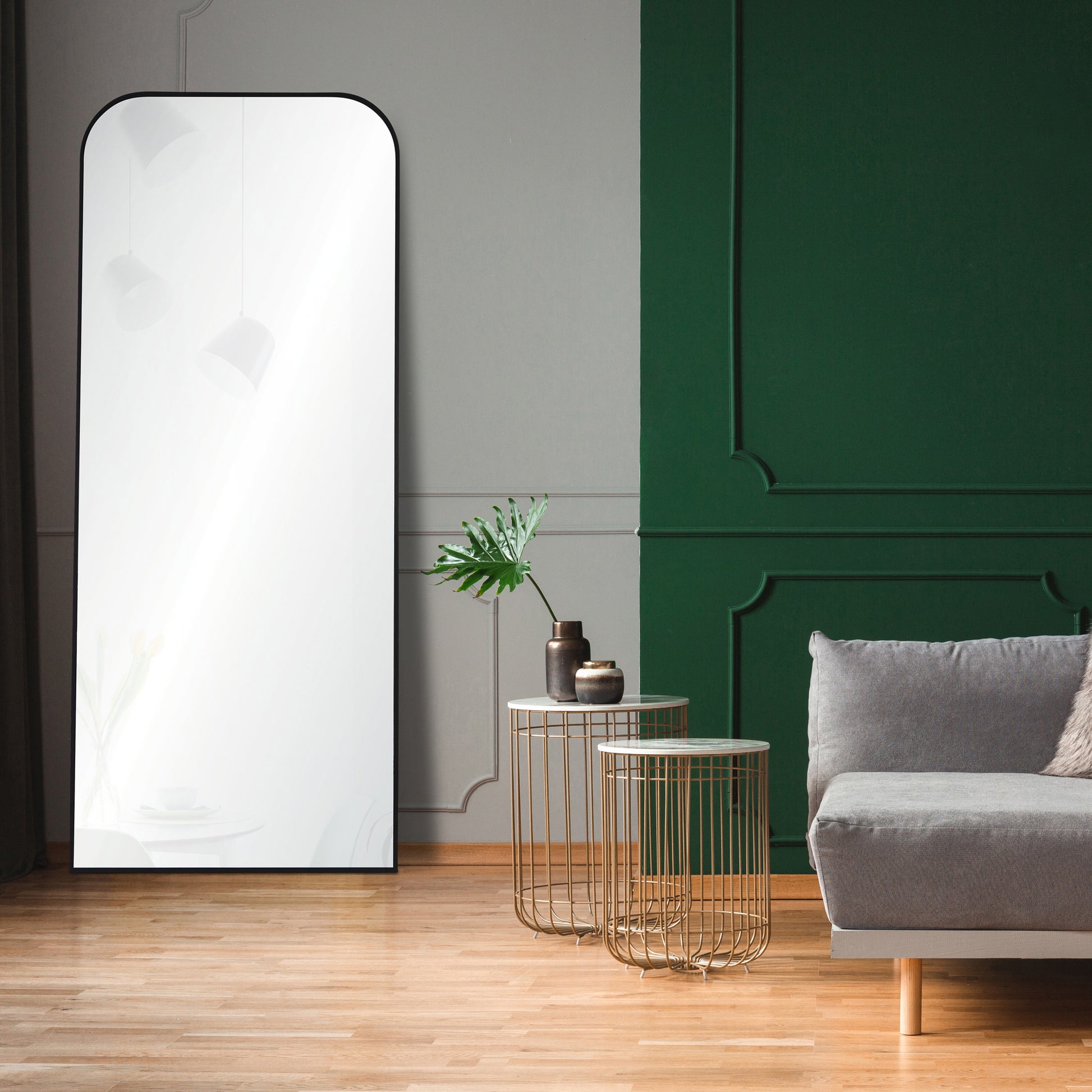 Mandret 72" Tall Irregular Full Length Mirror, Black-Full Length Mirror-DECOROLALA