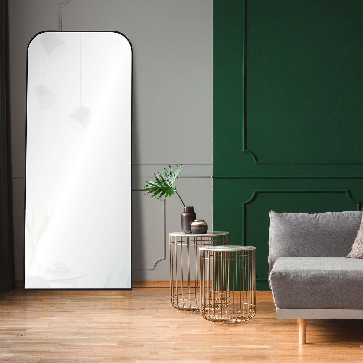 Mandret 72" Tall Irregular Full Length Mirror, Black-Full-Length Mirrors-DECOROLALA