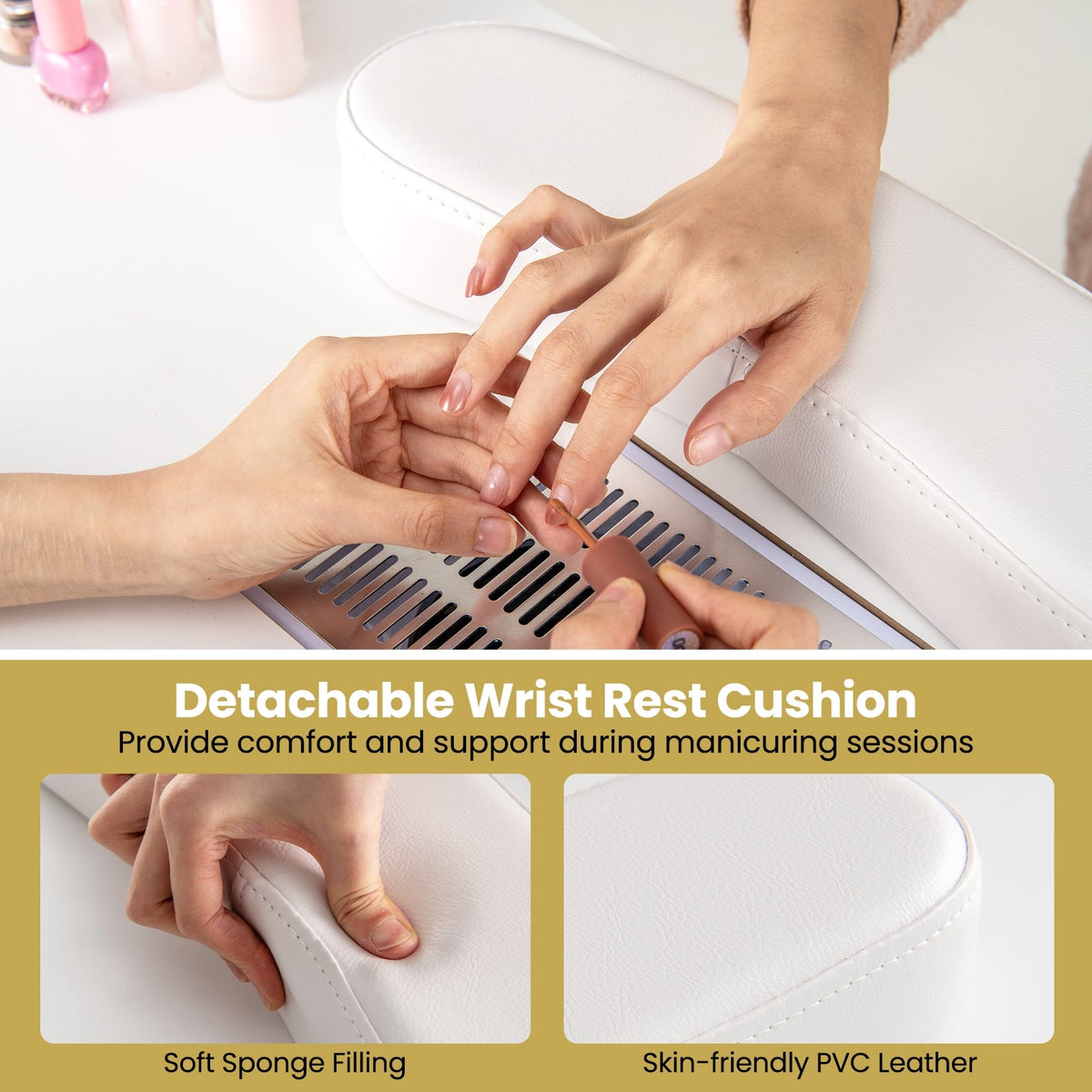 Manicure Table Nail Desk with Electric Dust Collector and 3 Dust Bags-White-Massage & Relaxation Products-DECOROLALA
