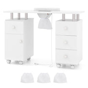 Manicure Table Nail Desk with Electric Dust Collector and 3 Dust Bags-White-Massage & Relaxation Products-DECOROLALA