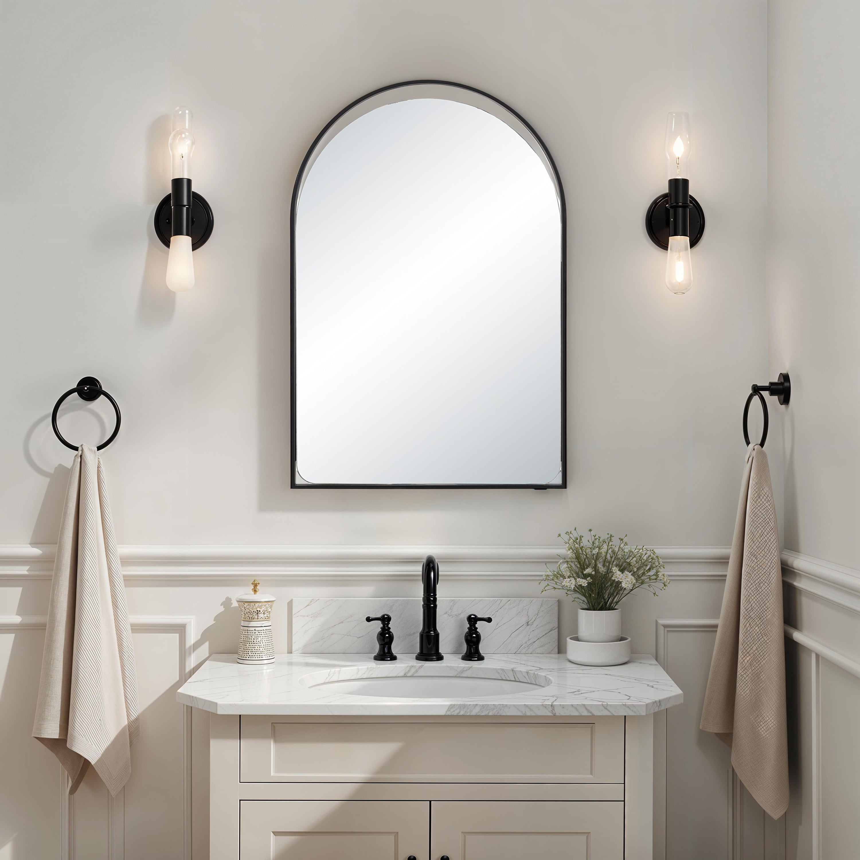 Maniola 30" H x 20" W Wall Mirror, Black-Mirror-DECOROLALA