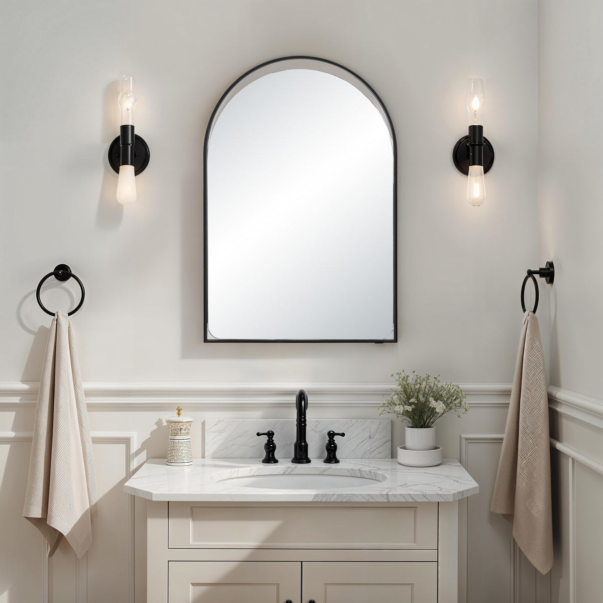 Maniola 30" H x 20" W Wall Mirror, Black-Mirrors-DECOROLALA