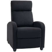 Manual Recliner Chair - Black Linen-DECOROLALA