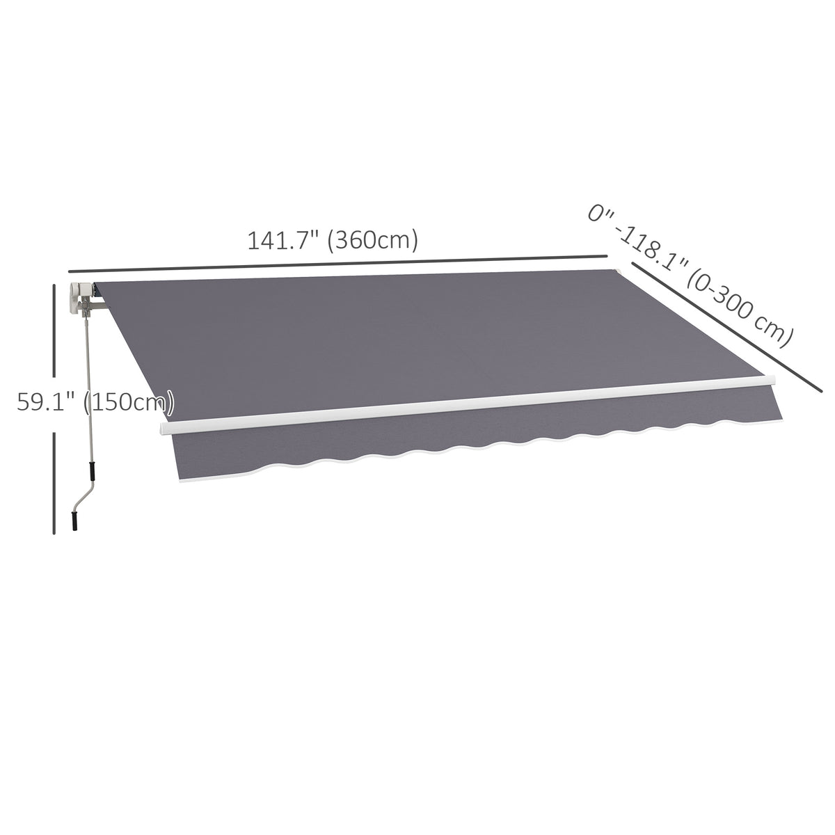 Manual Retractable Awning Outdoor Sunshade - Dark Grey-Patio Awnings-DECOROLALA