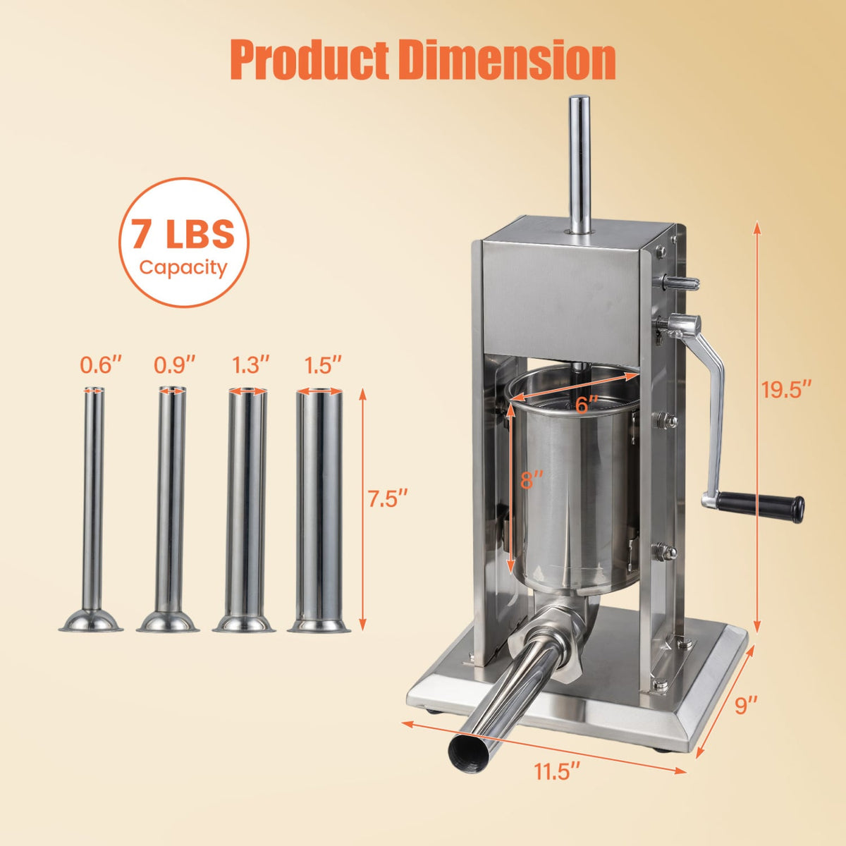 Manual Sausage Stuffer with 2 Speeds & 4 Stuffing Tubes for Commercial Home-3 L-Kitchen Tools & Utensils-DECOROLALA