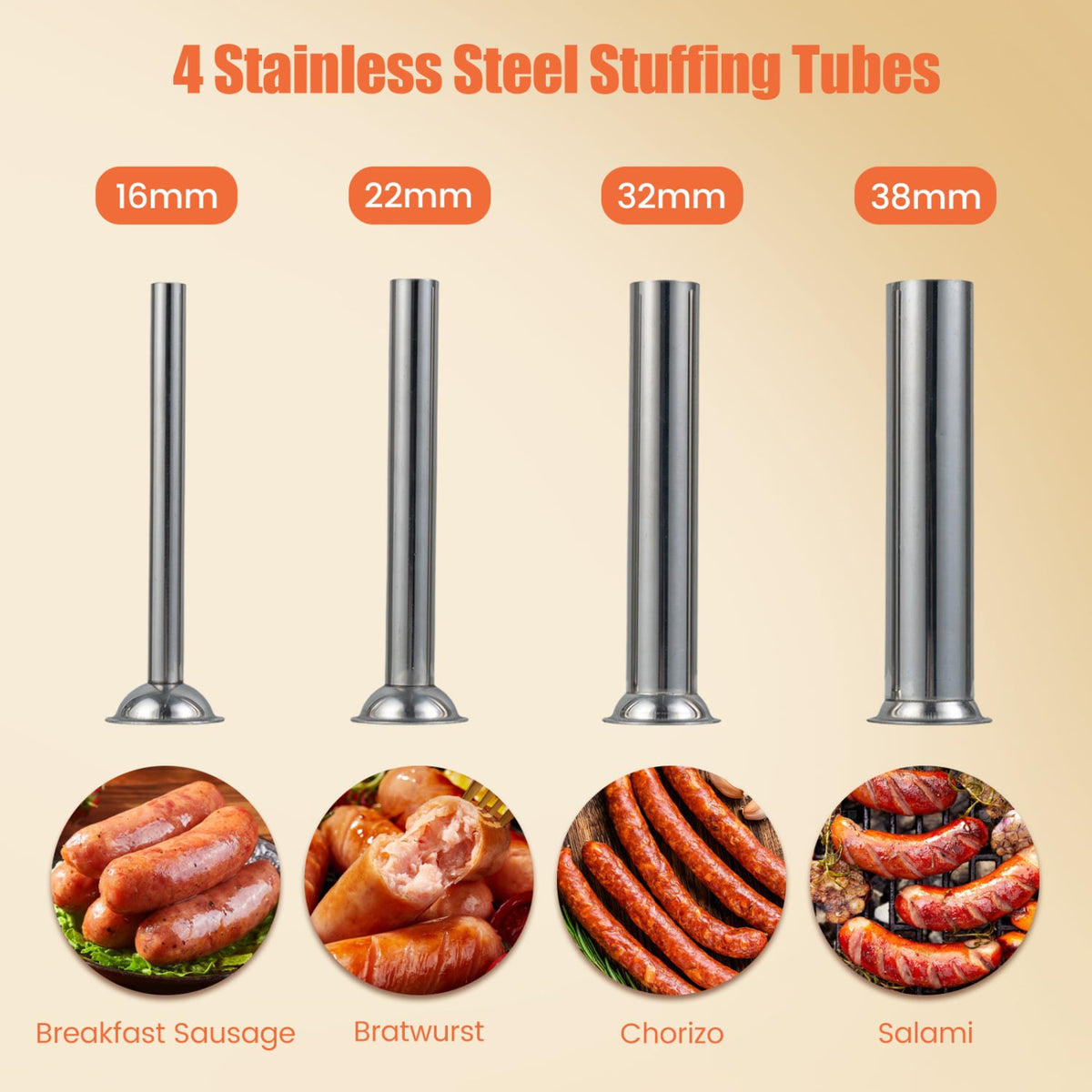 Manual Sausage Stuffer with 2 Speeds & 4 Stuffing Tubes for Commercial Home-3 L-Kitchen Tools & Utensils-DECOROLALA