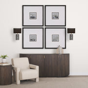 Maravilla III 11x17 Black/White Pattered Base Black Fabric Shade Wall Sconce-Wall Sconces-DECOROLALA