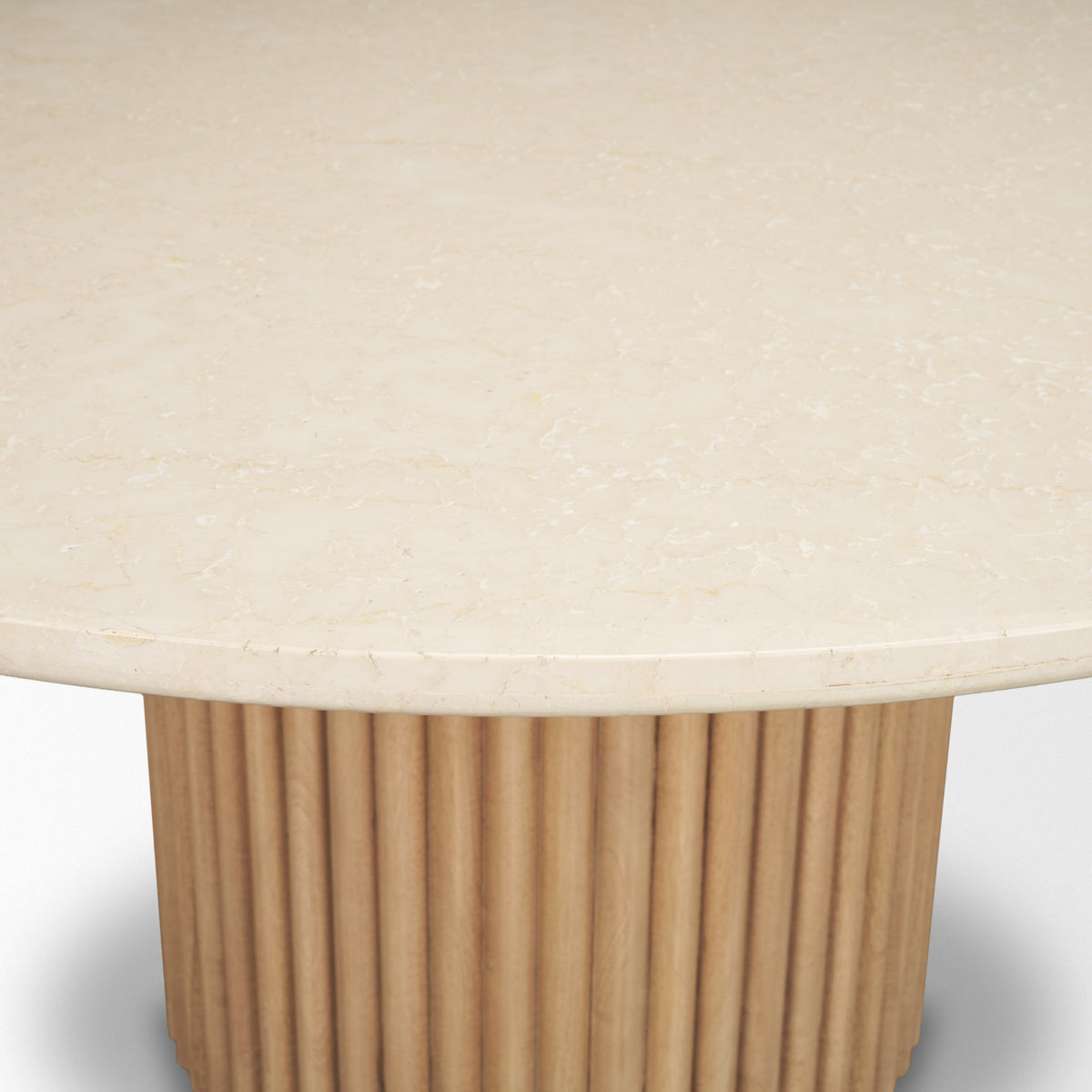 Marbrello 60" Round Dining Table | Boticcino Marble & Light Brown Wood | Seats 6-Dining Tables-DECOROLALA