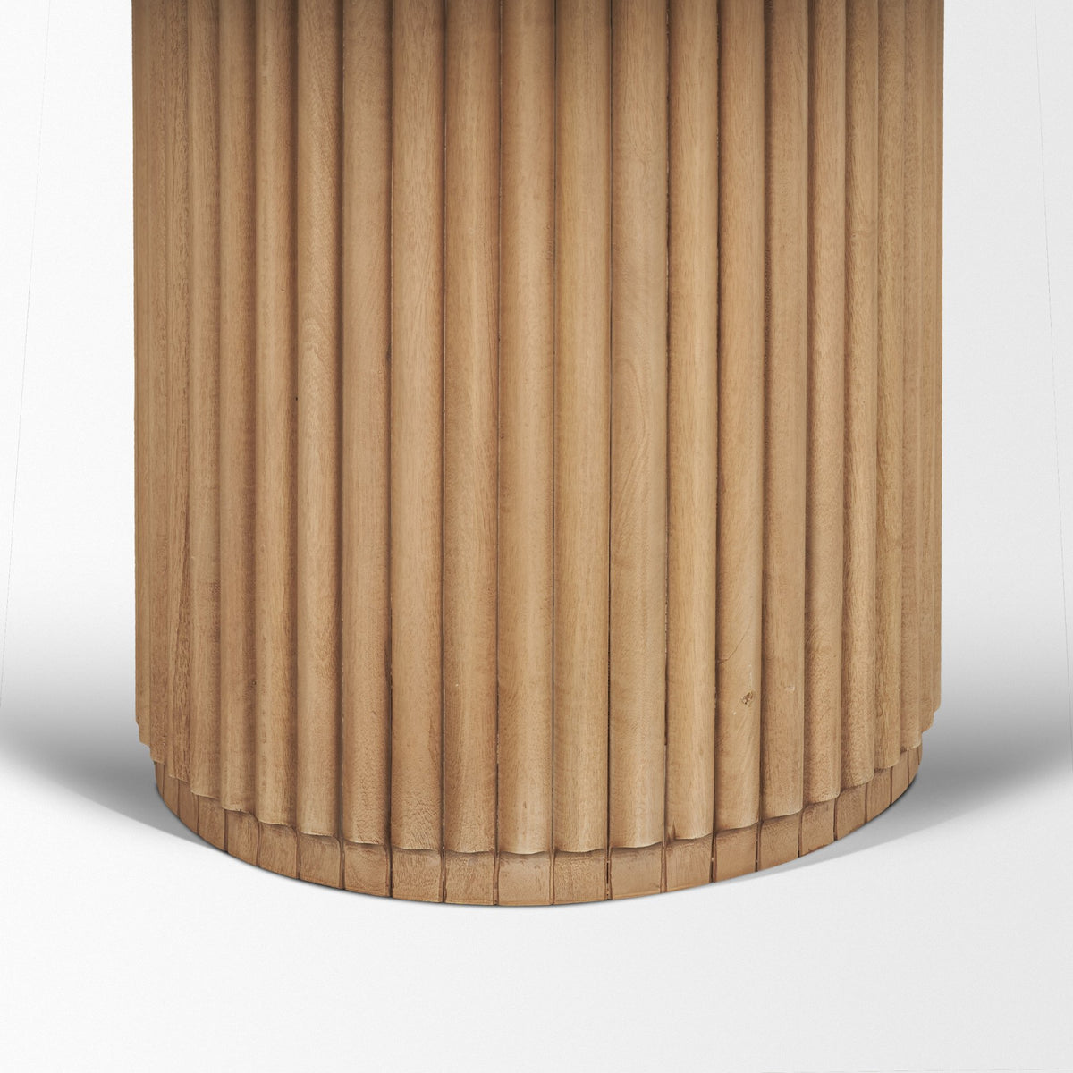 Marbrello 60" Round Dining Table | Boticcino Marble & Light Brown Wood | Seats 6-Dining Tables-DECOROLALA