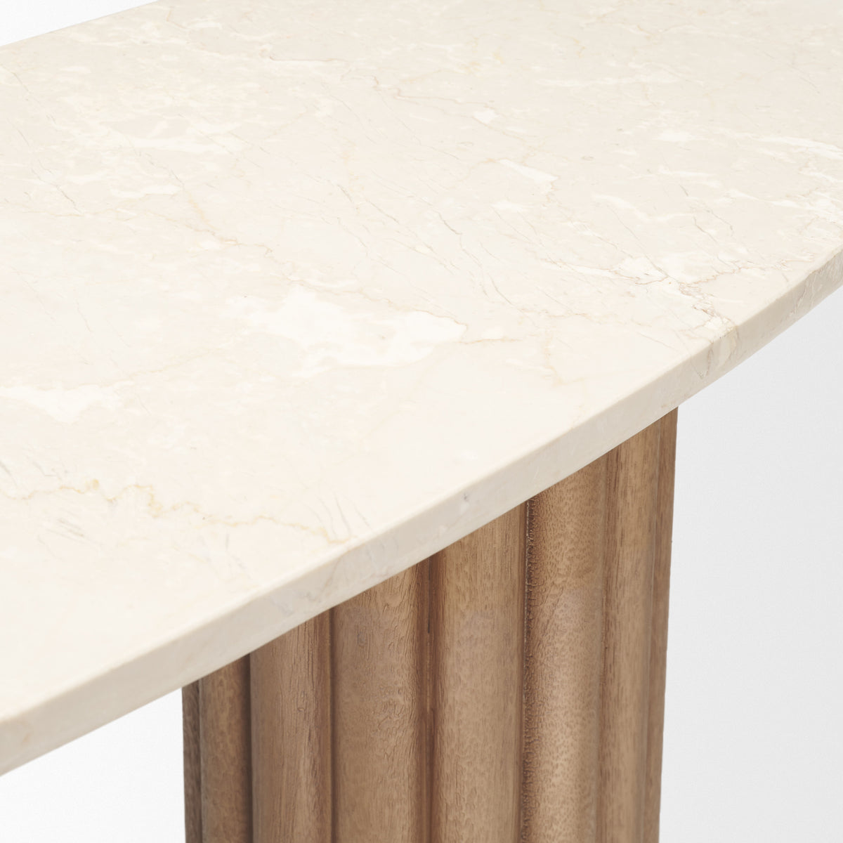 Marbrello Pink Marble Top Dark Fluted Wood Half Moon Console Table Top-Console Tables-DECOROLALA