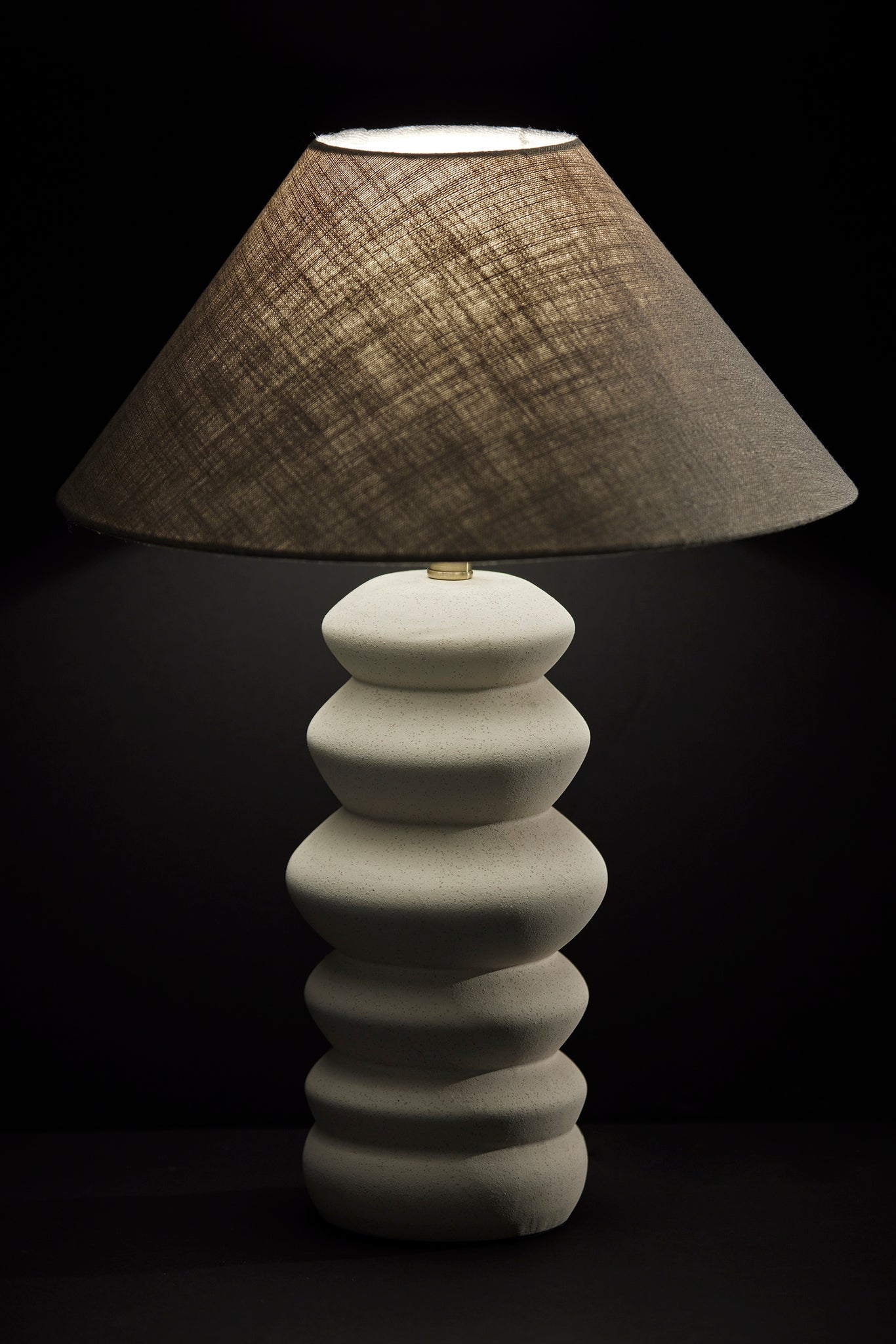 Marcey Table Lamp 25" Off-White Ceramic Taupe-Lighting-DECOROLALA