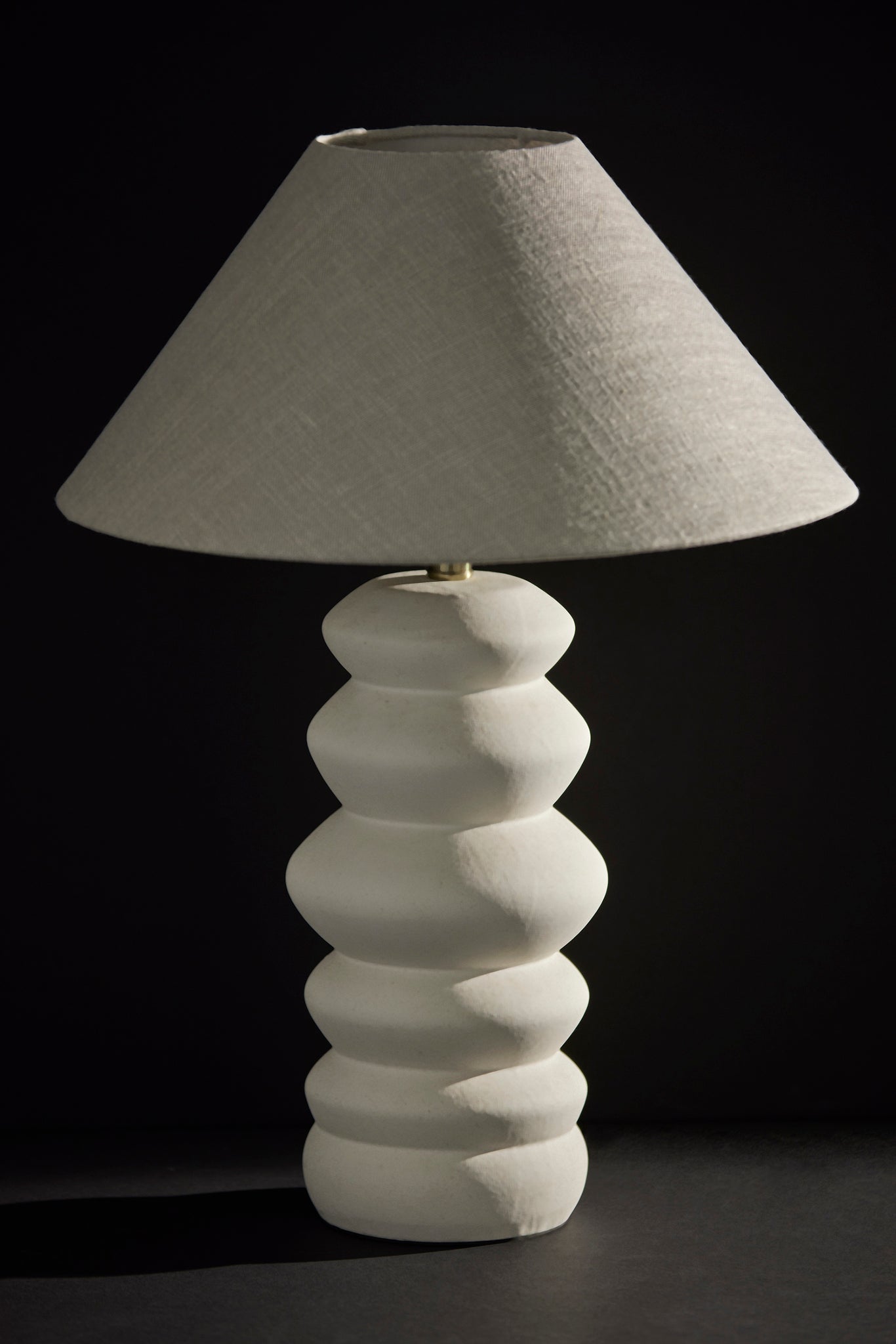 Marcey Table Lamp 25" Off-White Ceramic Taupe-Lighting-DECOROLALA