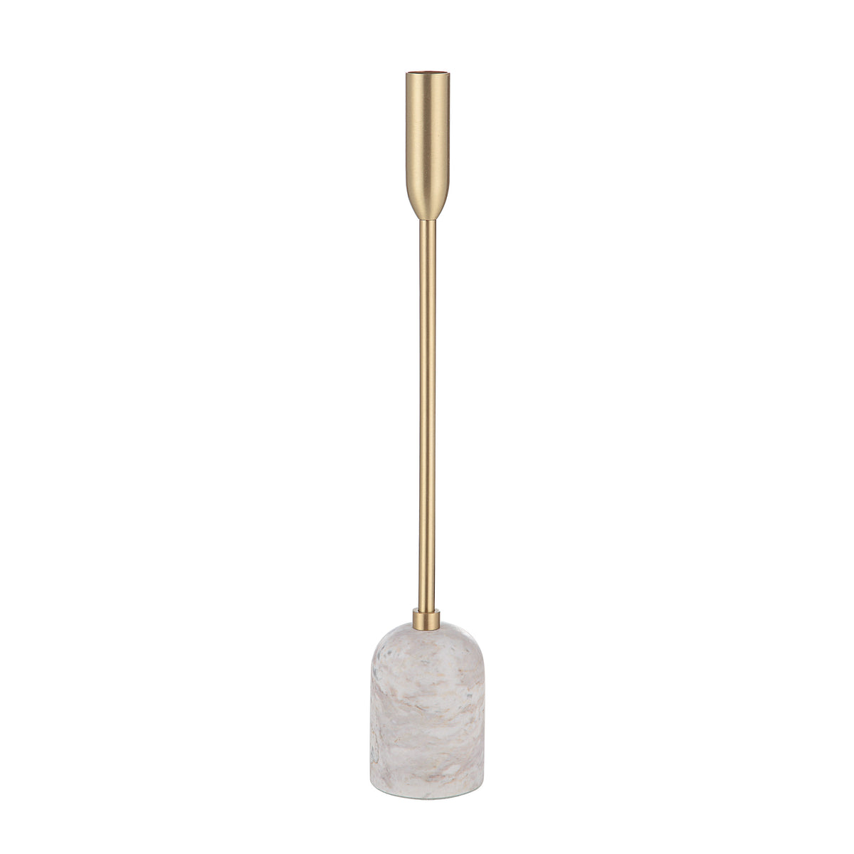 Marchesa Indoor Iron Set Of 3 Tapered Candle Holder, Satin Brass-Candle Holders-DECOROLALA
