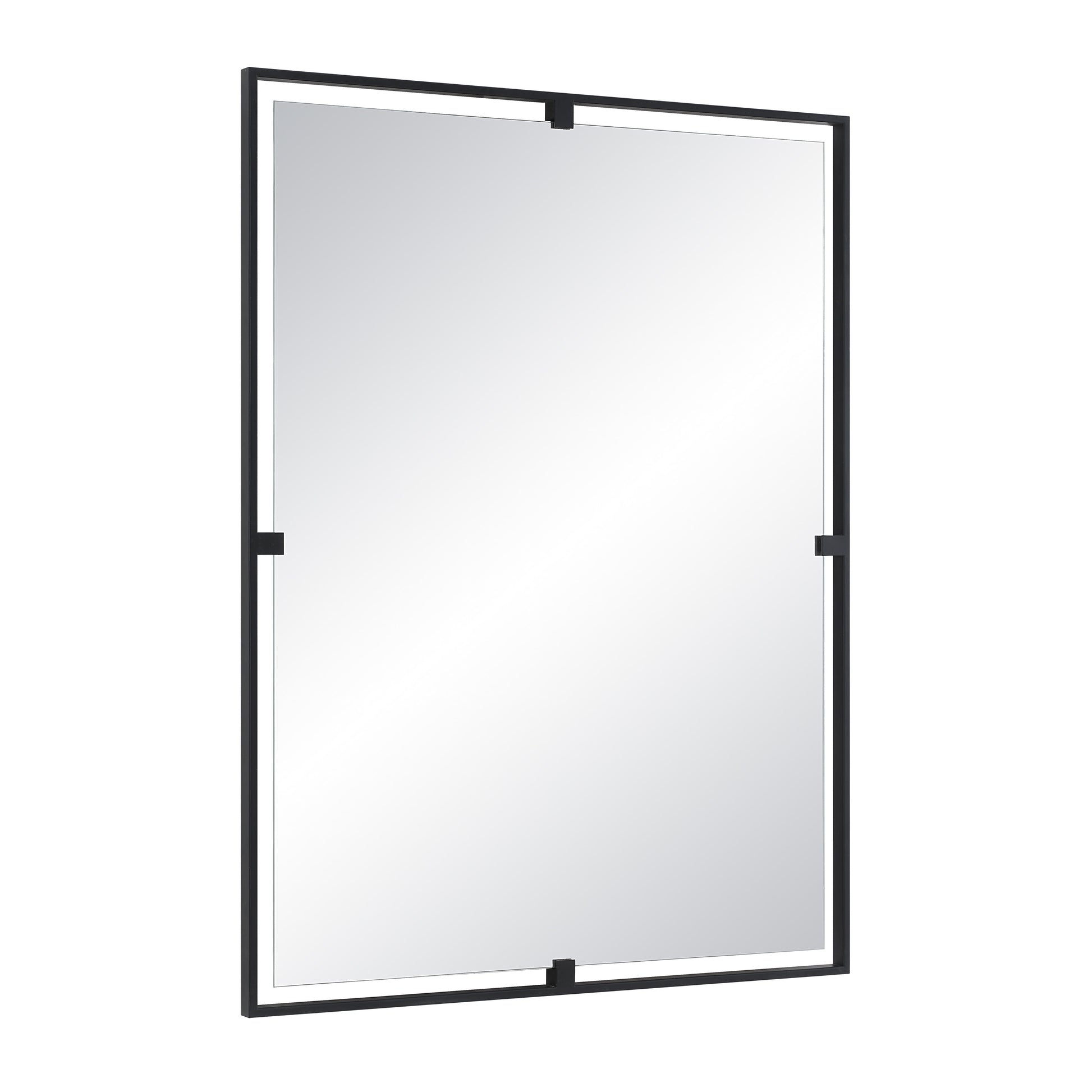 Marco 40" Tall Rectangle Wall Mirror, Black-Mirror-DECOROLALA