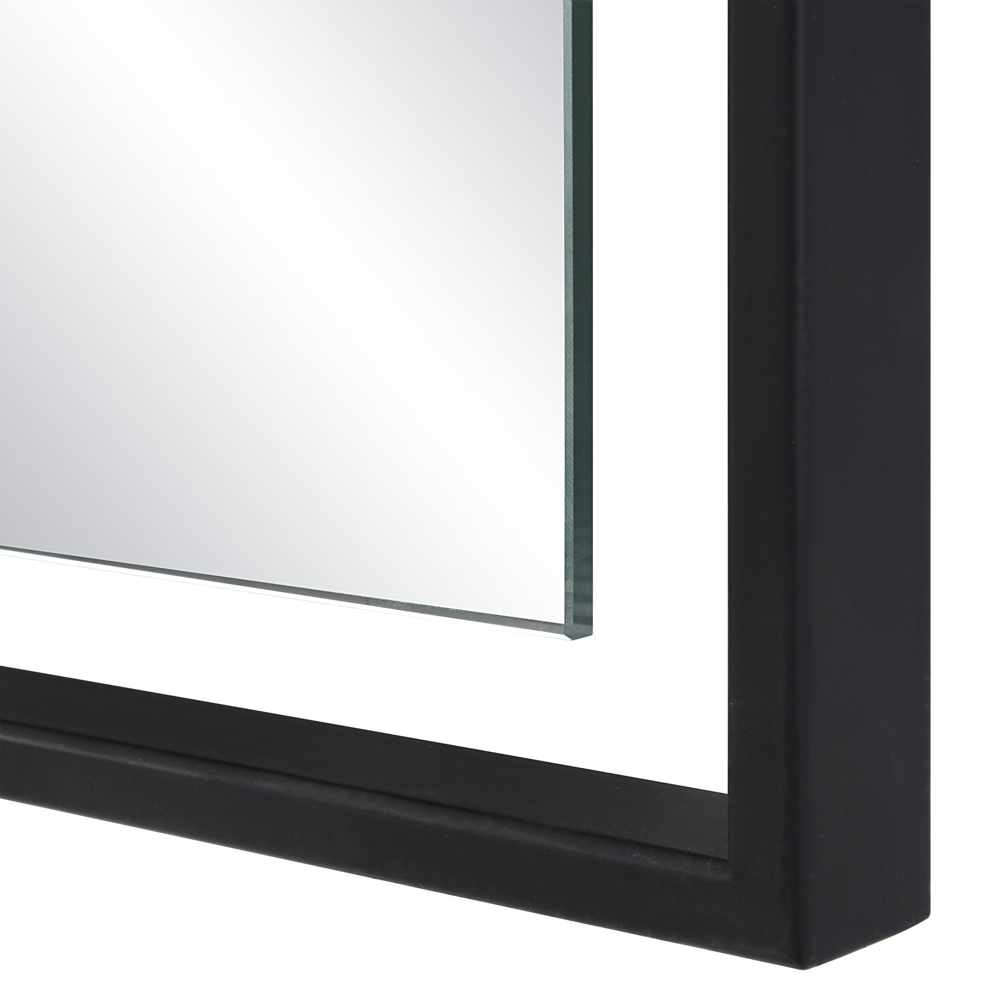 Marco 40" Tall Rectangle Wall Mirror, Black-Mirror-DECOROLALA