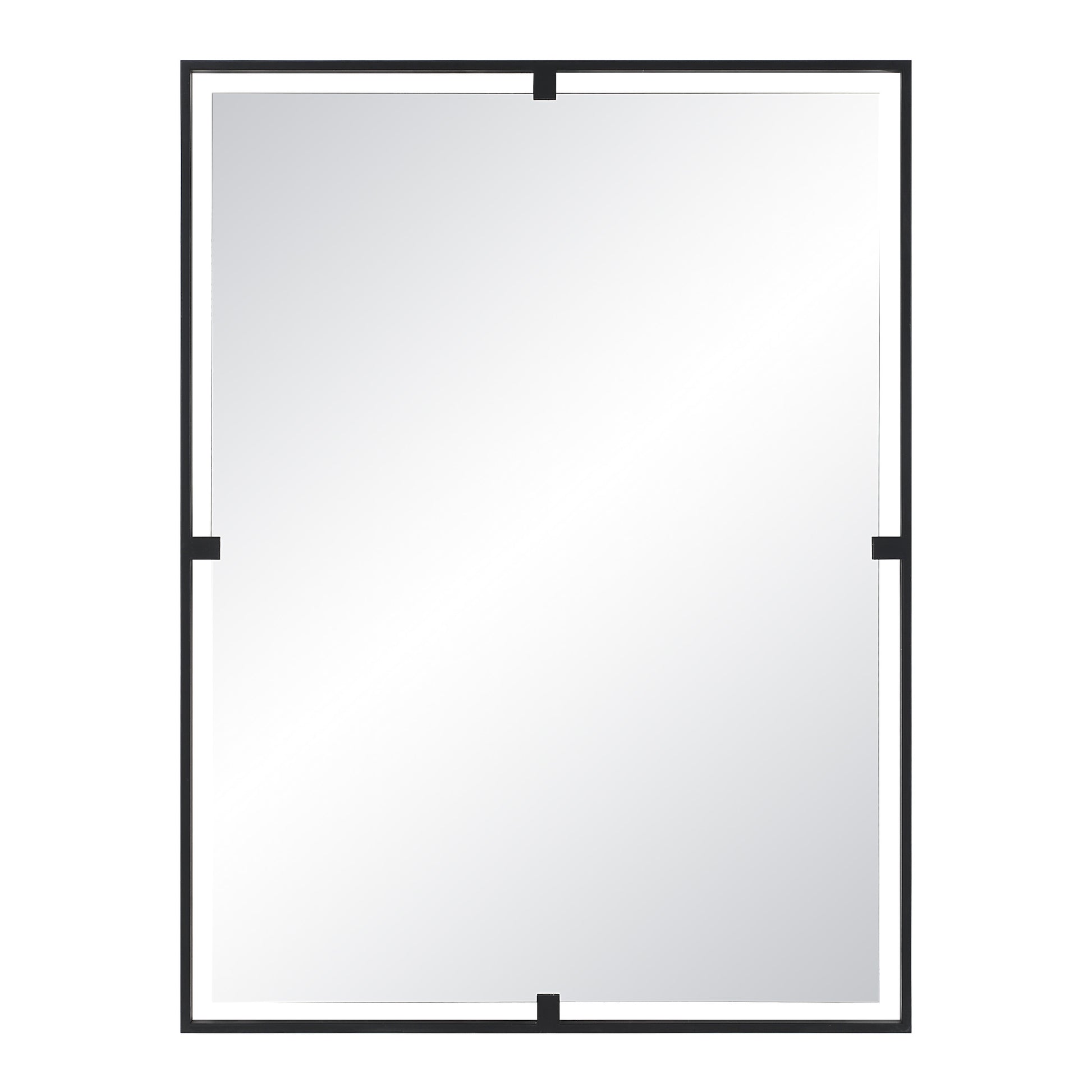 Marco 40" Tall Rectangle Wall Mirror, Black-Mirror-DECOROLALA