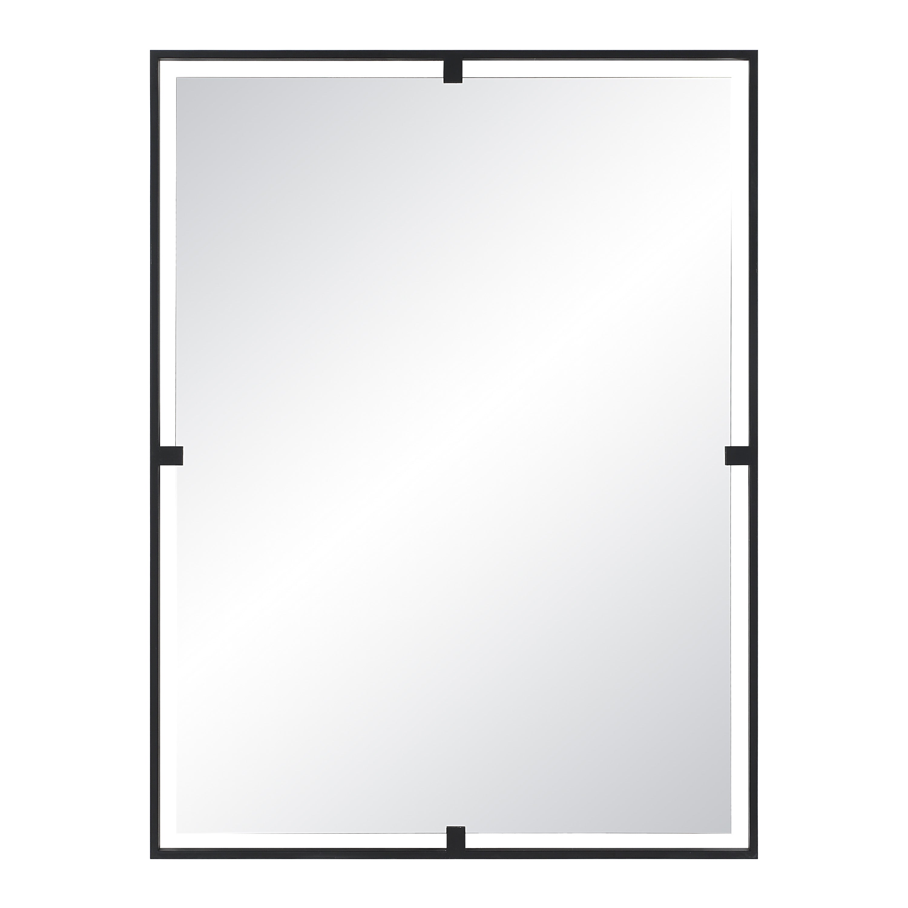 Marco 40" Tall Rectangle Wall Mirror, Black-Mirror-DECOROLALA