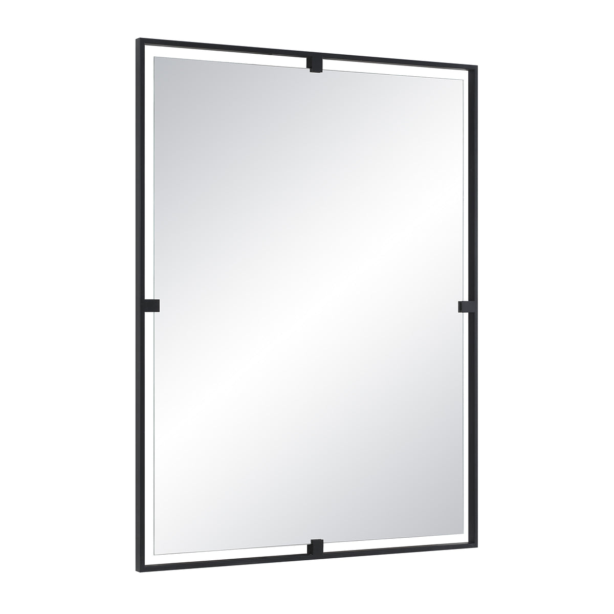Marco 40" Tall Rectangle Wall Mirror, Black-Mirrors-DECOROLALA