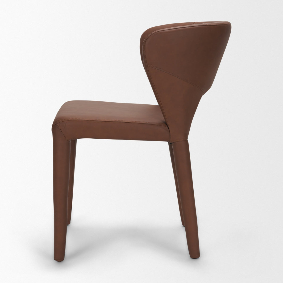Marek Wingback Dining Arm Chair | Nutmeg Leather w/ Wood-Dining Chairs-DECOROLALA