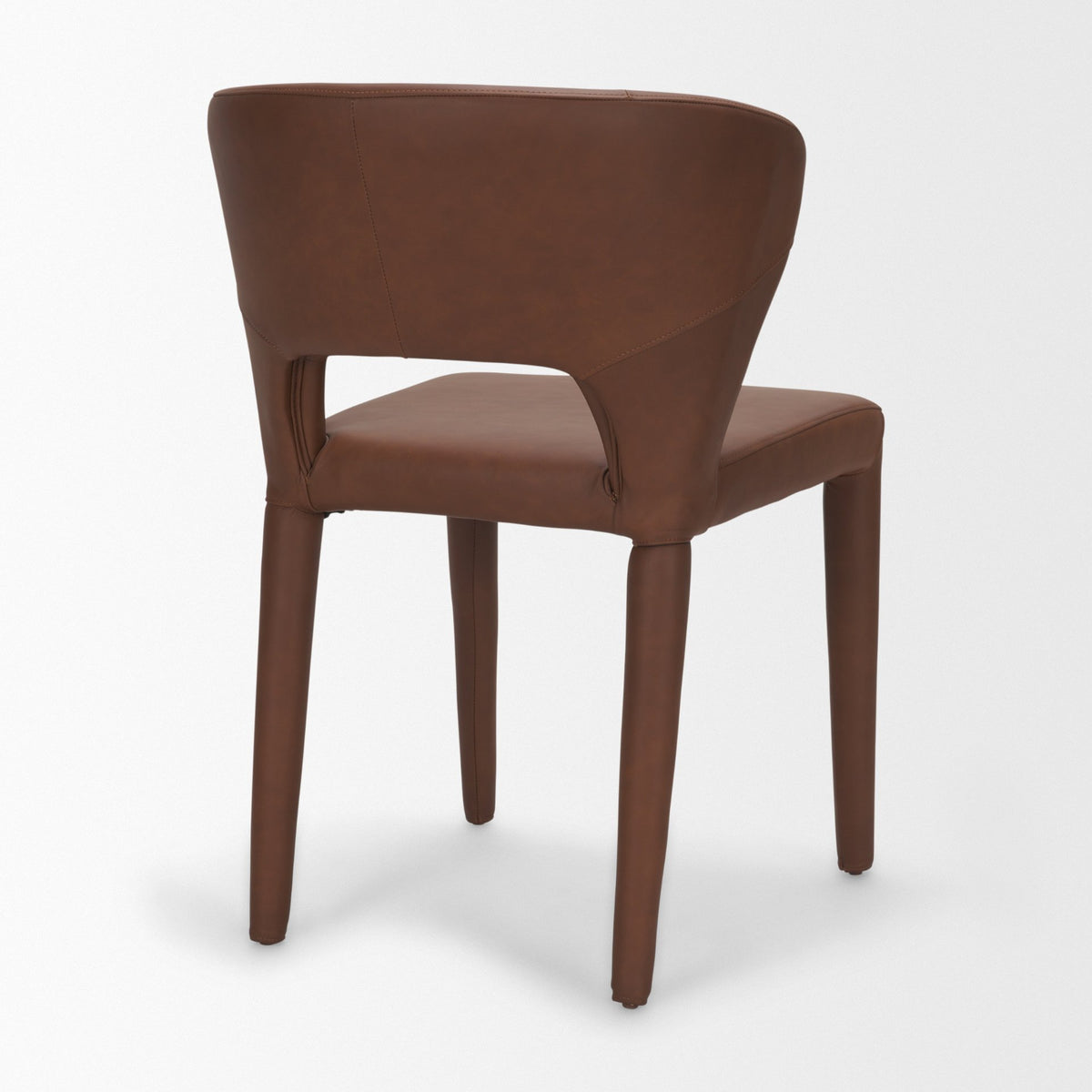 Marek Wingback Dining Arm Chair | Nutmeg Leather w/ Wood-Dining Chairs-DECOROLALA