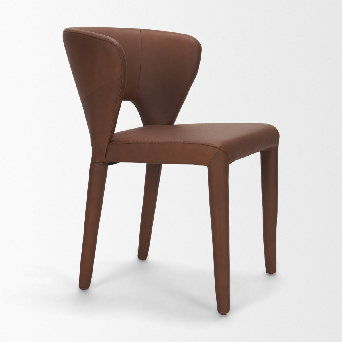 Marek Wingback Dining Arm Chair | Nutmeg Leather w/ Wood-Dining Chairs-DECOROLALA