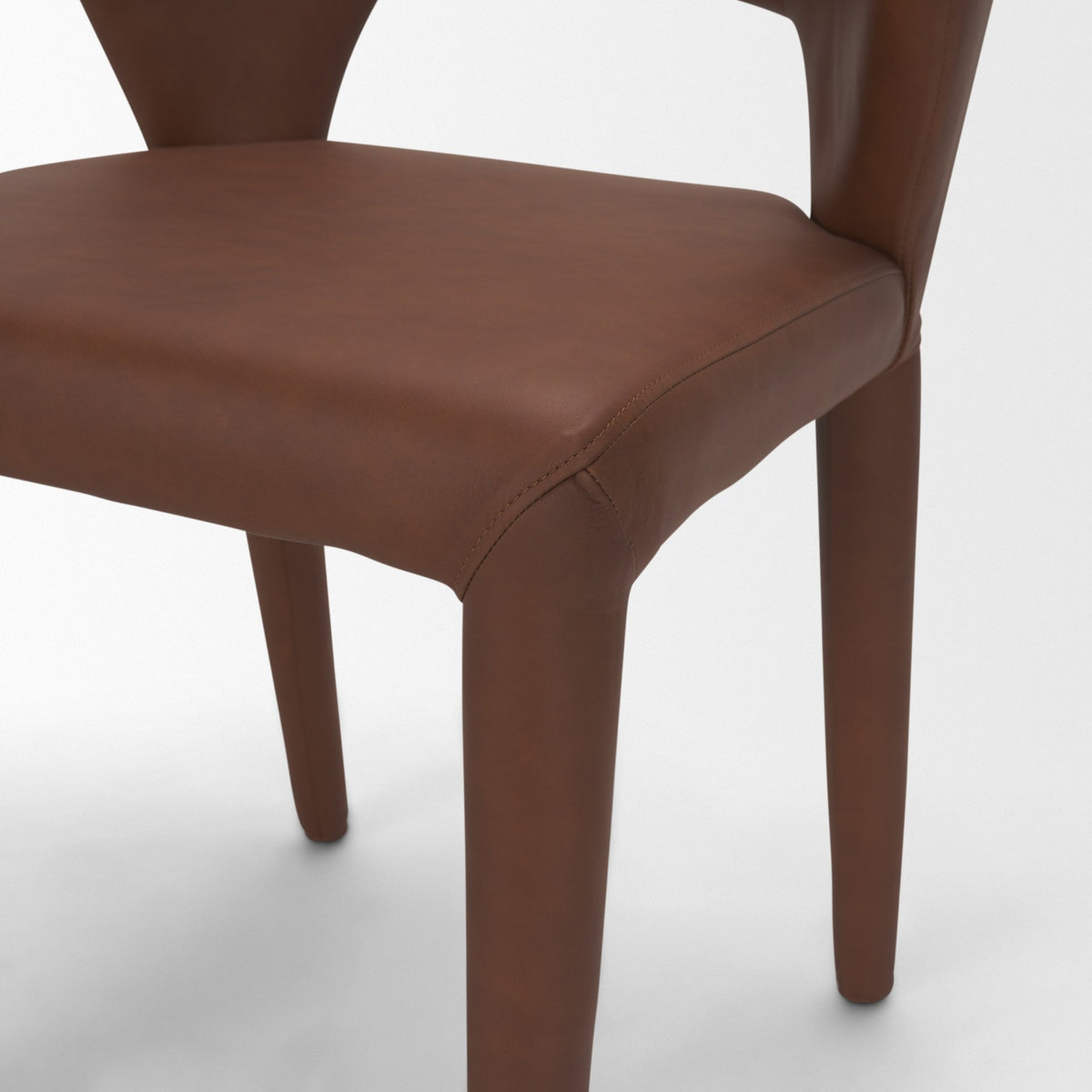 Marek Wingback Dining Arm Chair | Nutmeg Leather w/ Wood-Dining Chairs-DECOROLALA