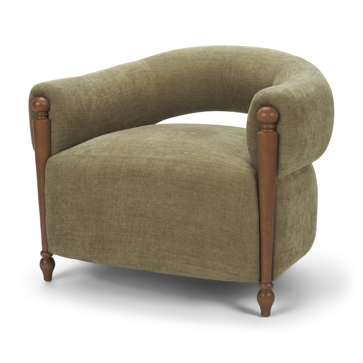 Margaux Sienna Fabric Open Back Barrel Accent Chair-Accent Chairs-DECOROLALA