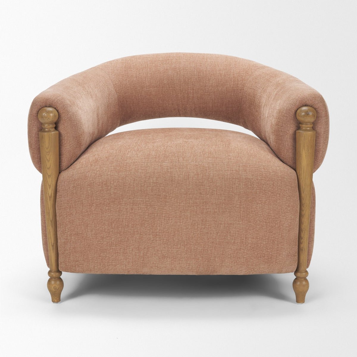 Margaux Sienna Fabric Open Back Barrel Accent Chair-Accent Chairs-DECOROLALA