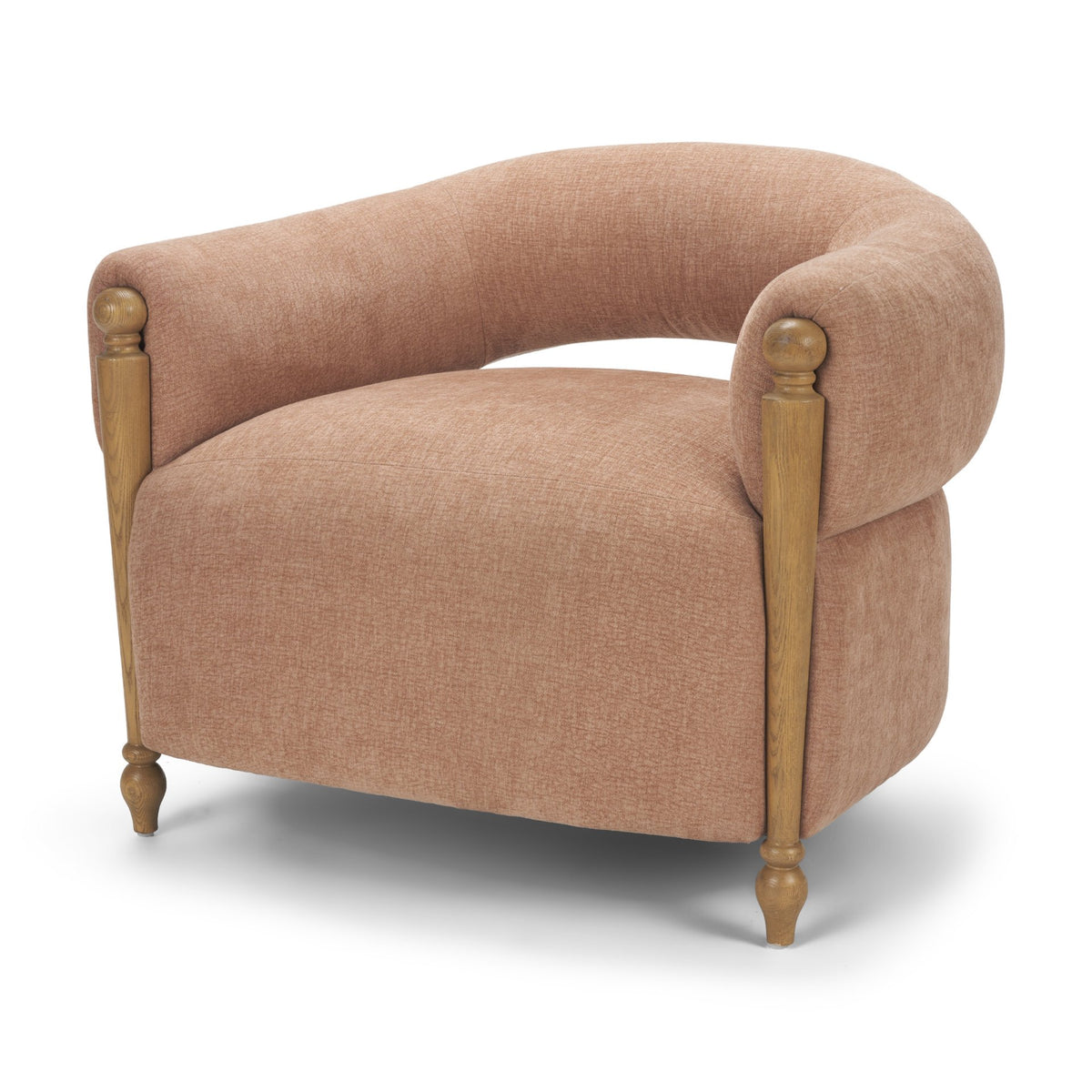 Margaux Sienna Fabric Open Back Barrel Accent Chair-Accent Chairs-DECOROLALA