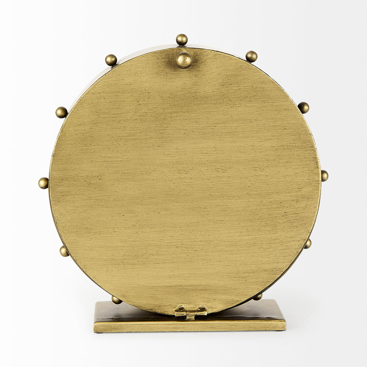 Marian 11.0L x 3.1W x 11.0H Studded Round Table Clock-Table Clocks-DECOROLALA