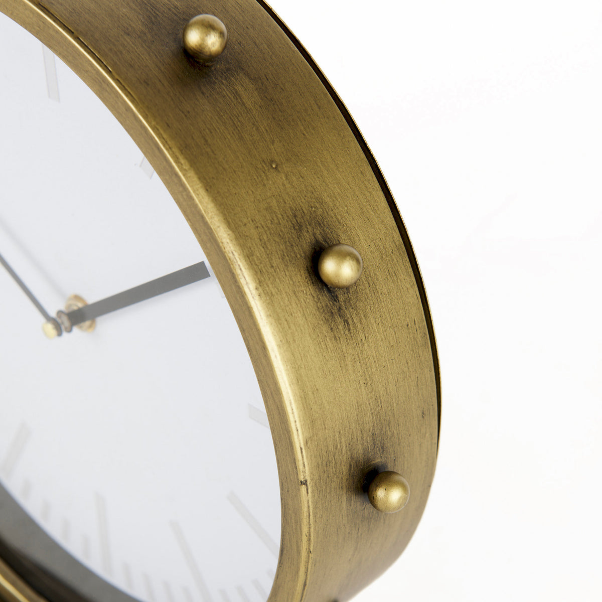 Marian 11.0L x 3.1W x 11.0H Studded Round Table Clock-Table Clocks-DECOROLALA