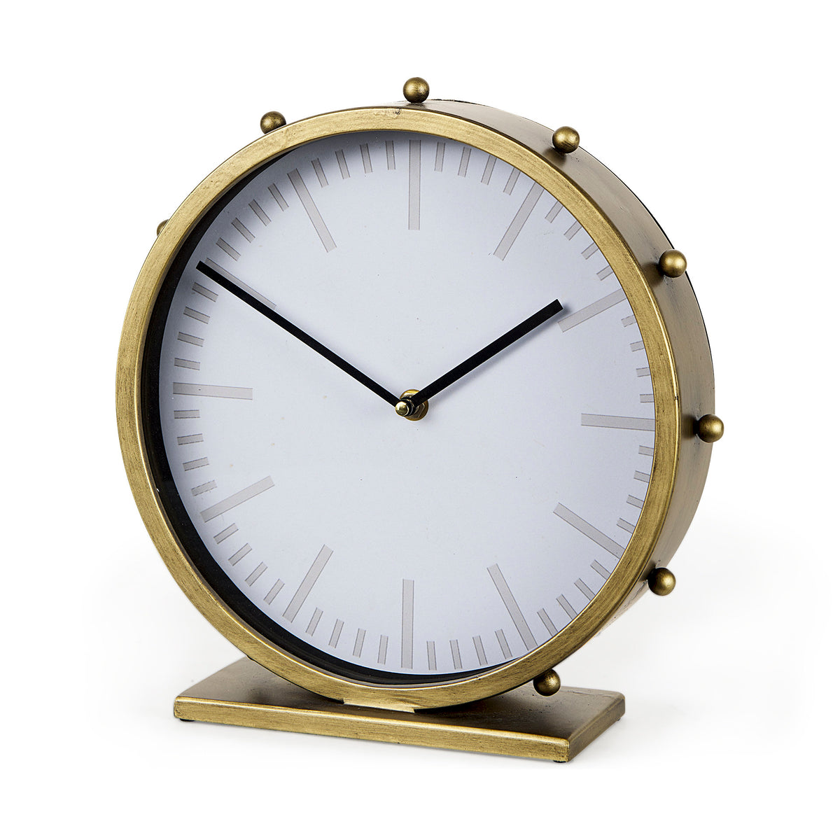 Marian 11.0L x 3.1W x 11.0H Studded Round Table Clock-Table Clocks-DECOROLALA