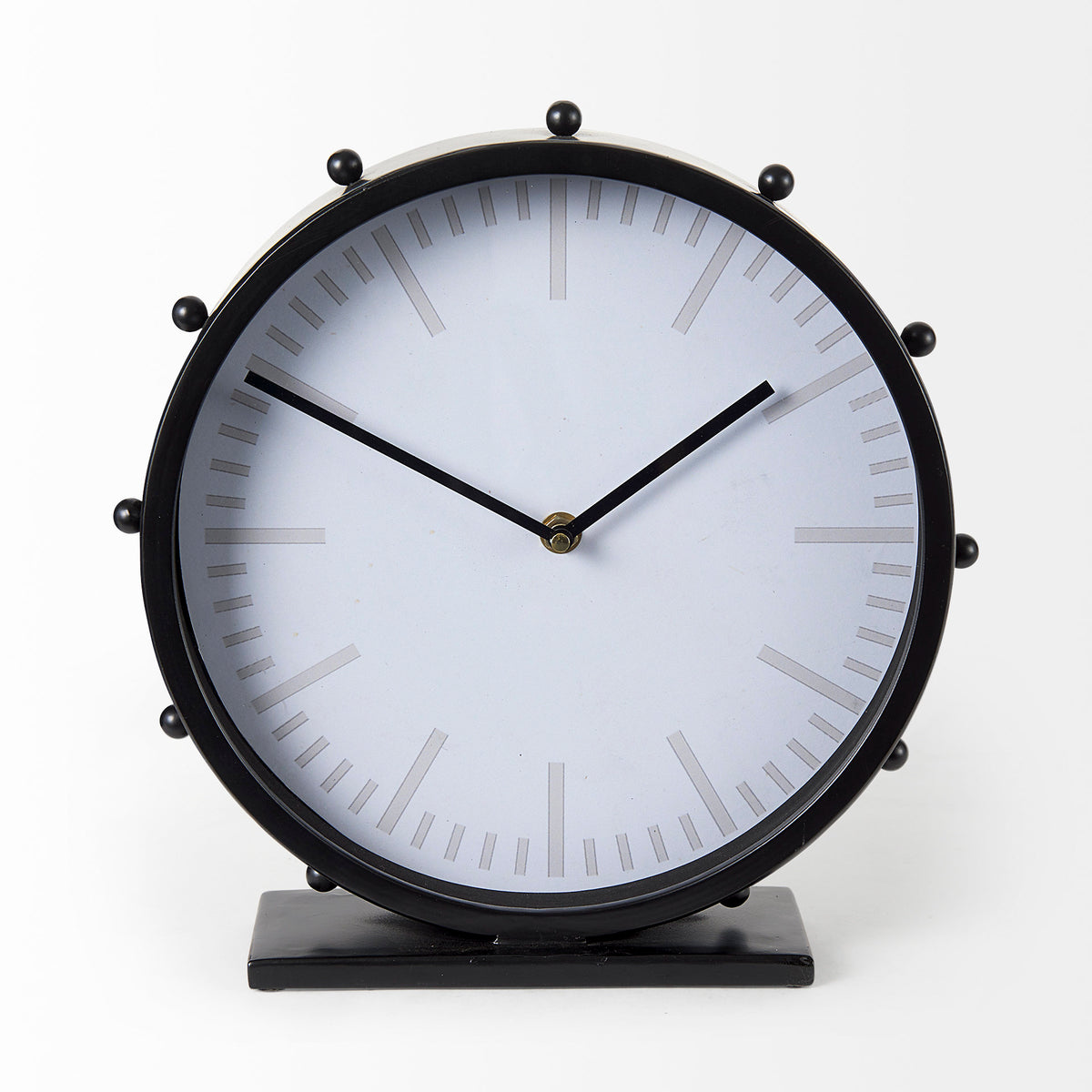 Marian 11.0L x 3.1W x 11.0H Studded Round Table Clock-Table Clocks-DECOROLALA