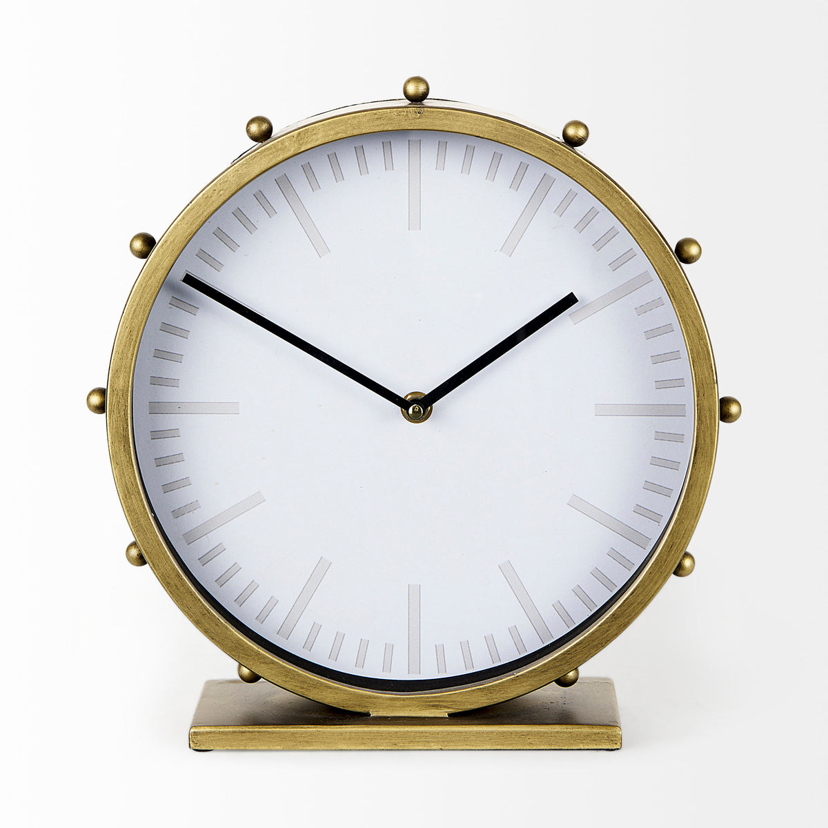 Marian 11.0L x 3.1W x 11.0H Studded Round Table Clock-Table Clocks-DECOROLALA