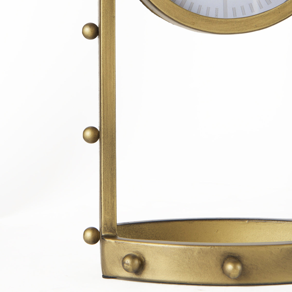 Marian 7.5L x 5.7W x 13.0H Studded Table Clock-Table Clocks-DECOROLALA
