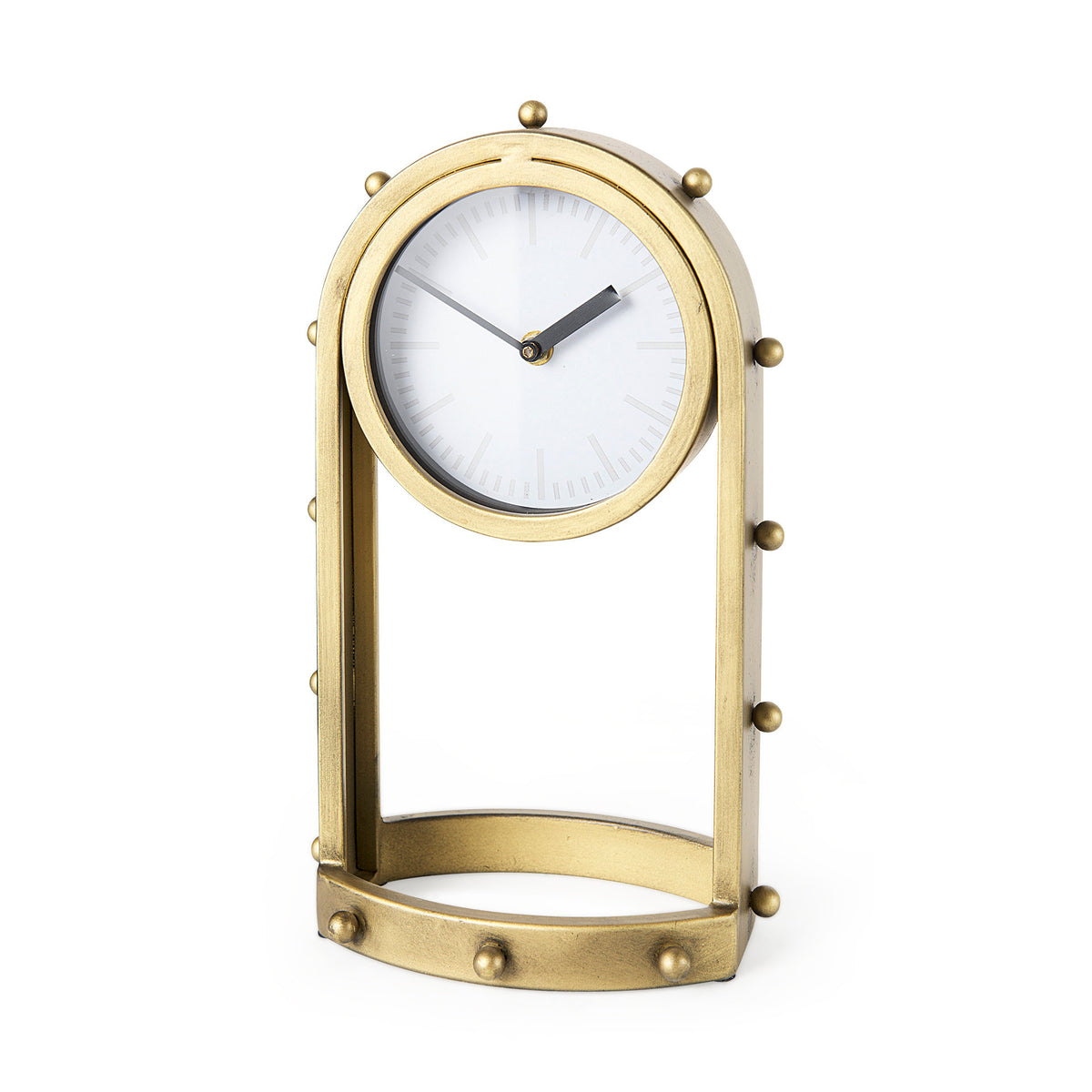 Marian 7.5L x 5.7W x 13.0H Studded Table Clock-Table Clocks-DECOROLALA