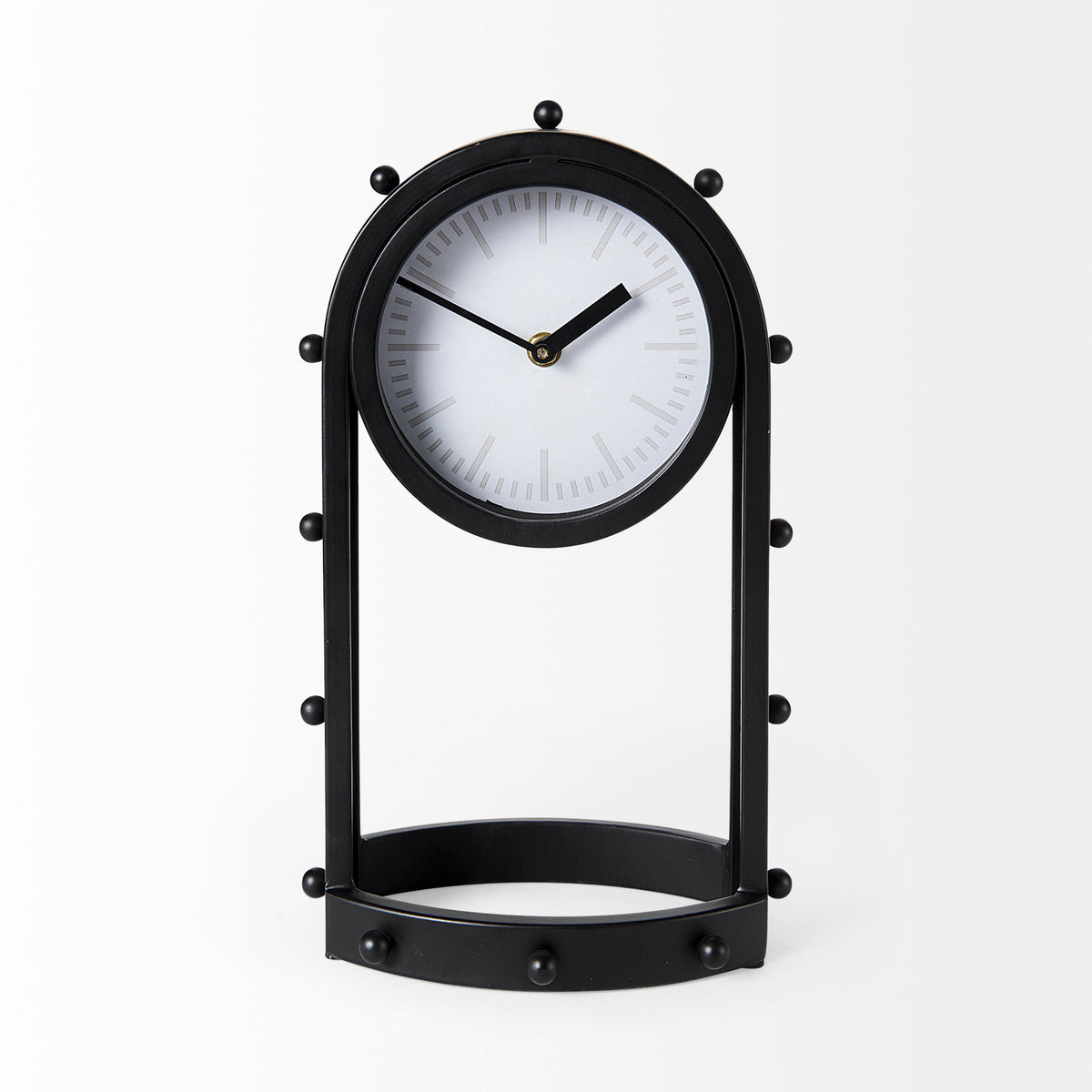 Marian 7.5L x 5.7W x 13.0H Studded Table Clock-Table Clocks-DECOROLALA