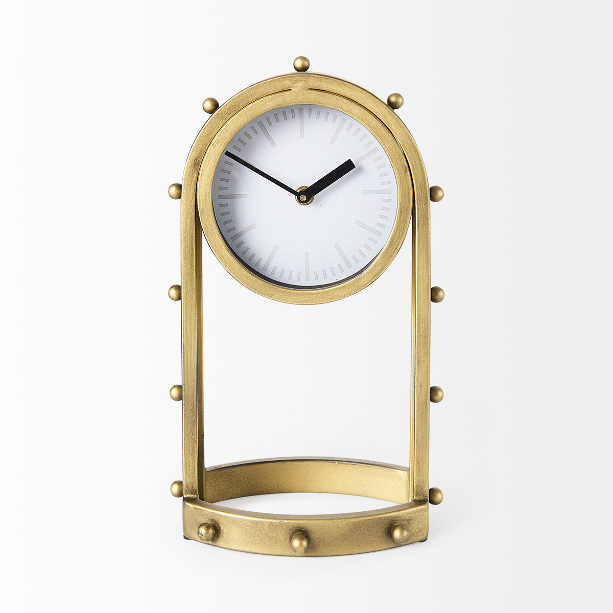 Marian 7.5L x 5.7W x 13.0H Studded Table Clock-Table Clocks-DECOROLALA