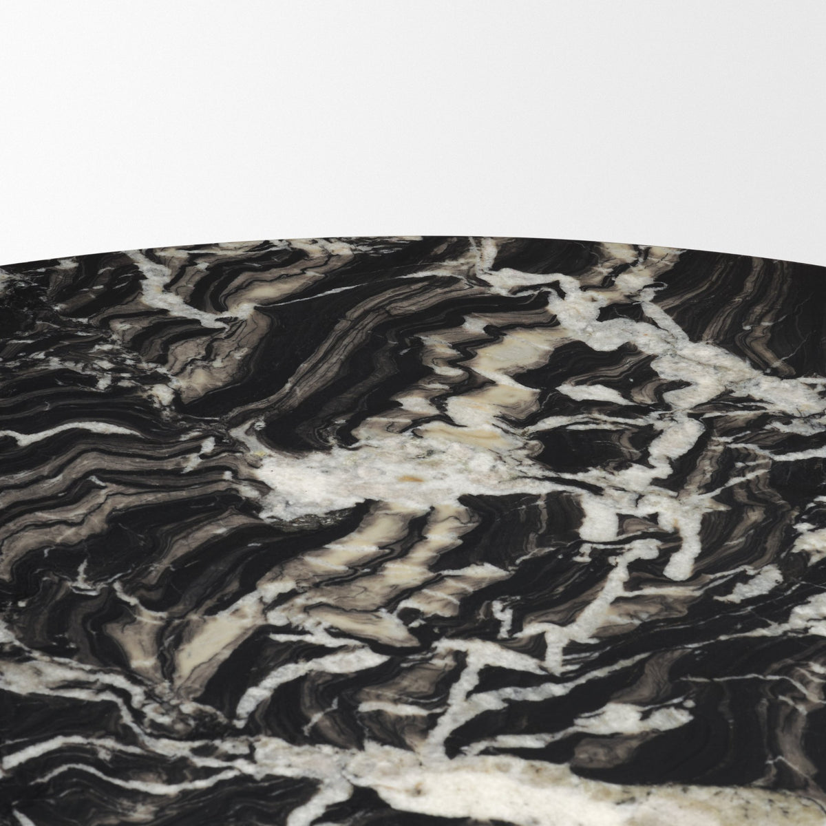 Marilyn 48" Round Pedestal Dining Table | Black Forest Marble & Black Wood | Seats 4-Dining Tables-DECOROLALA