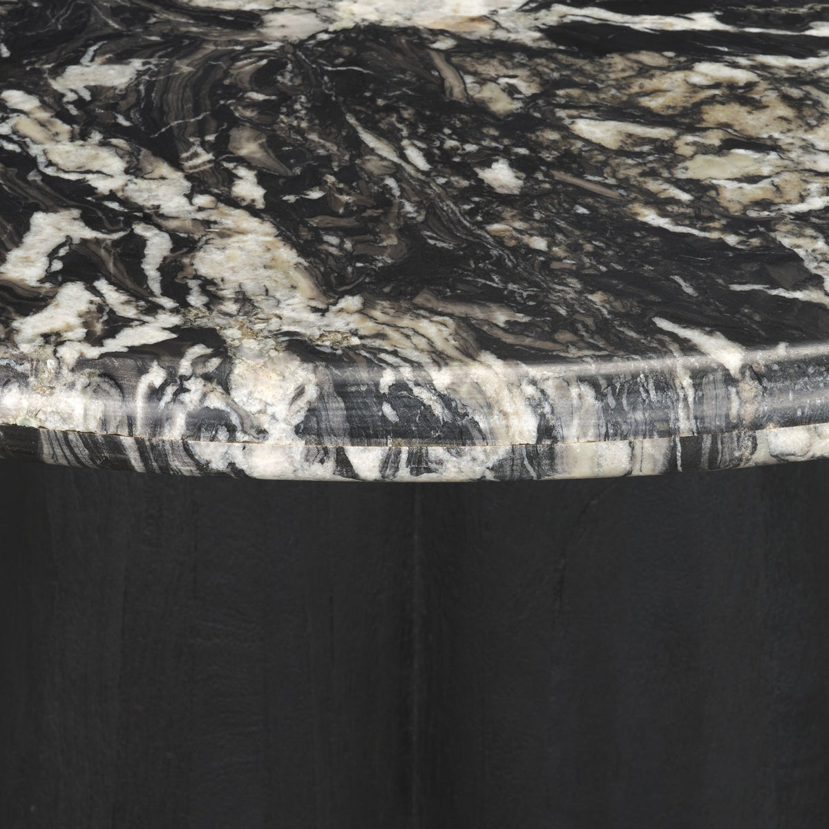 Marilyn 48" Round Pedestal Dining Table | Black Forest Marble & Black Wood | Seats 4-Dining Tables-DECOROLALA