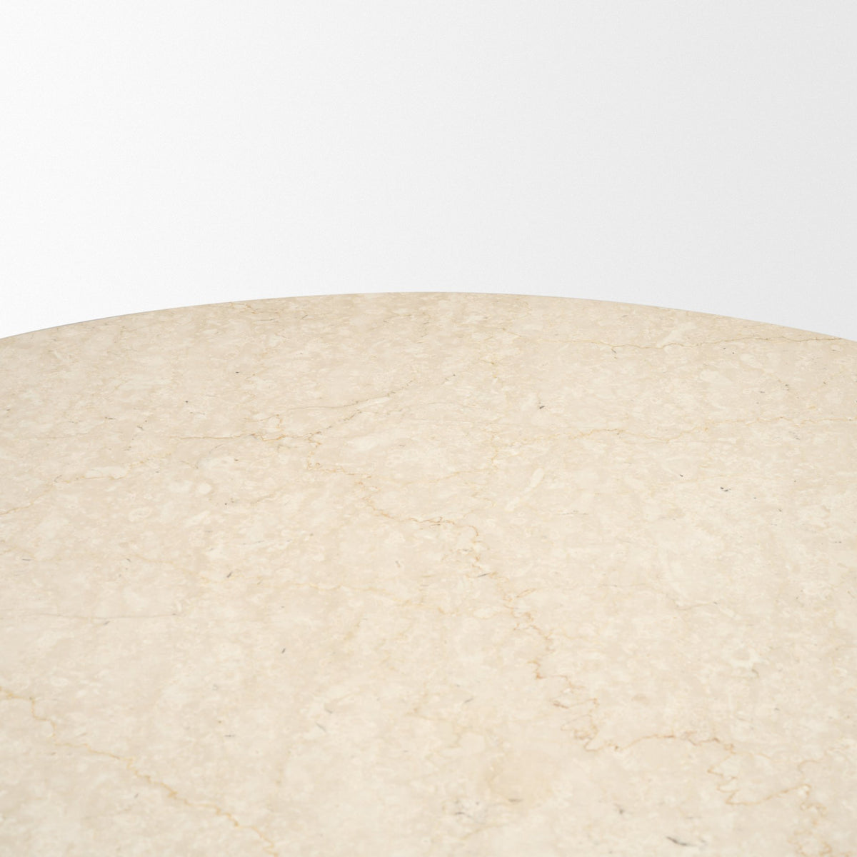 Marilyn 48" Round Pedestal Dining Table | Botticino Marble & Light Brown Wood | Seats 4-Dining Tables-DECOROLALA