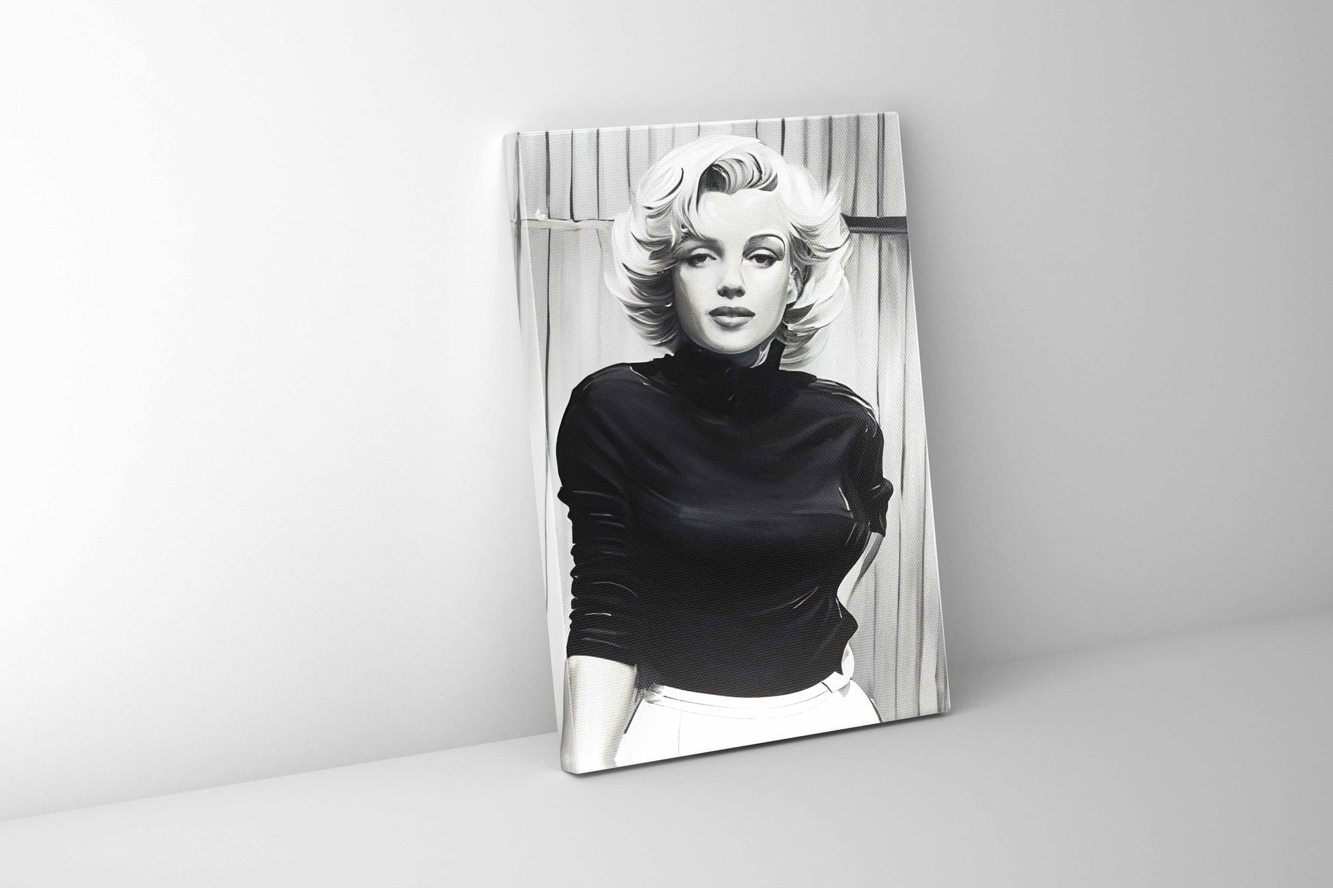 Marilyn Black and White Canvas 36x48 Glitter Art Print-Wall Art-DECOROLALA