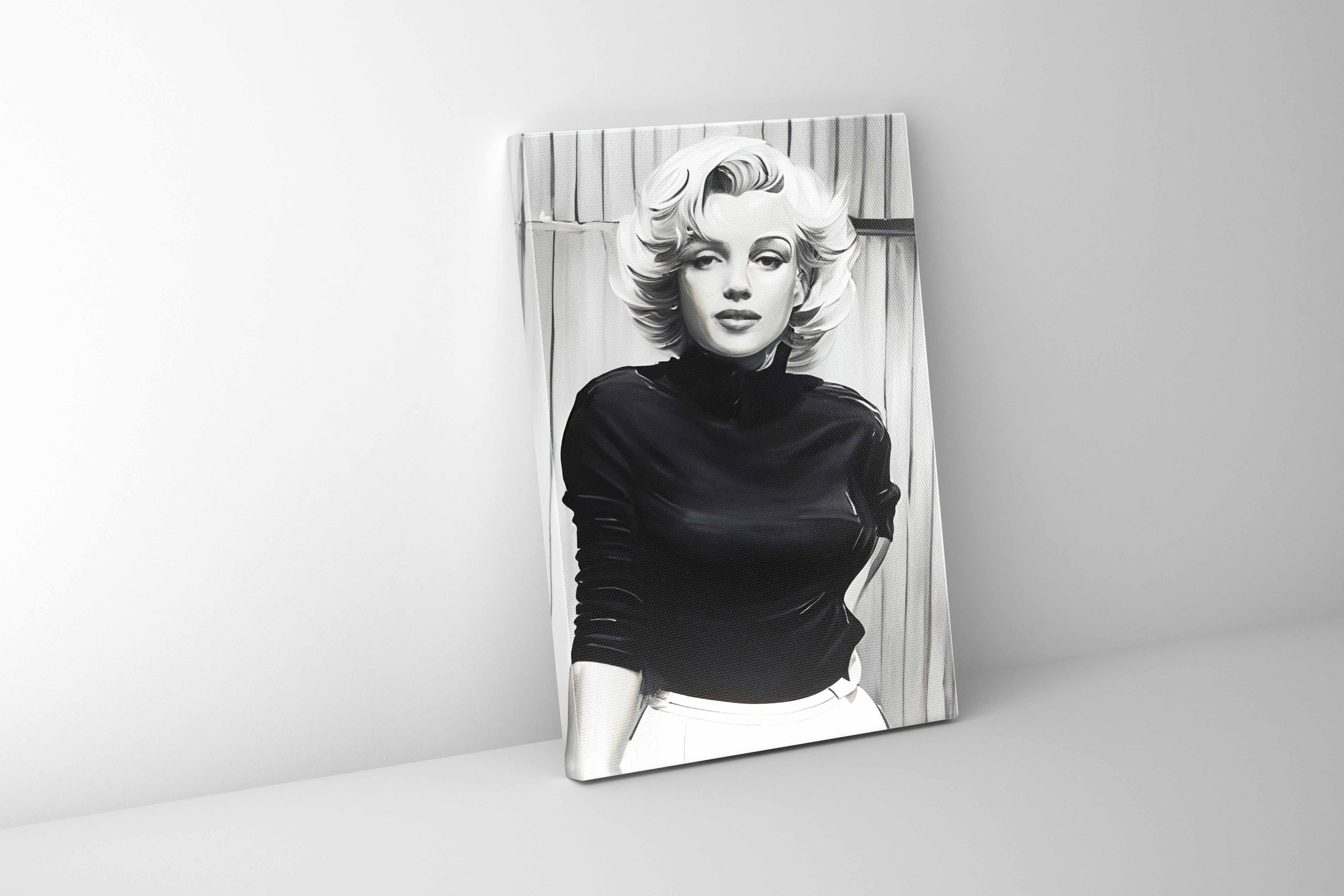 Marilyn Black and White Canvas 36x48 Glitter Art Print-Wall Art-DECOROLALA