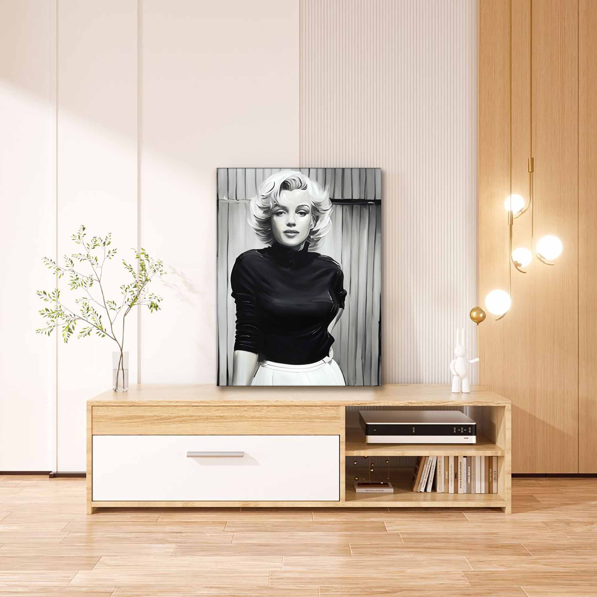 Marilyn Black and White Canvas 36x48 Glitter Art Print-Wall Art-DECOROLALA