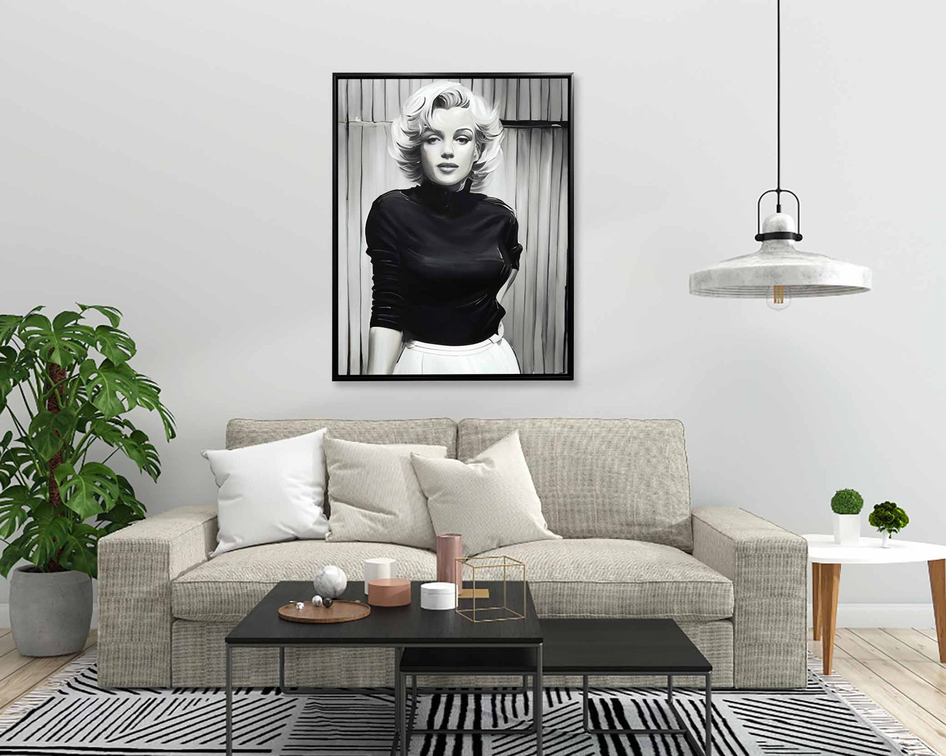Marilyn Black and White Canvas 36x48 Glitter Art Print-Wall Art-DECOROLALA
