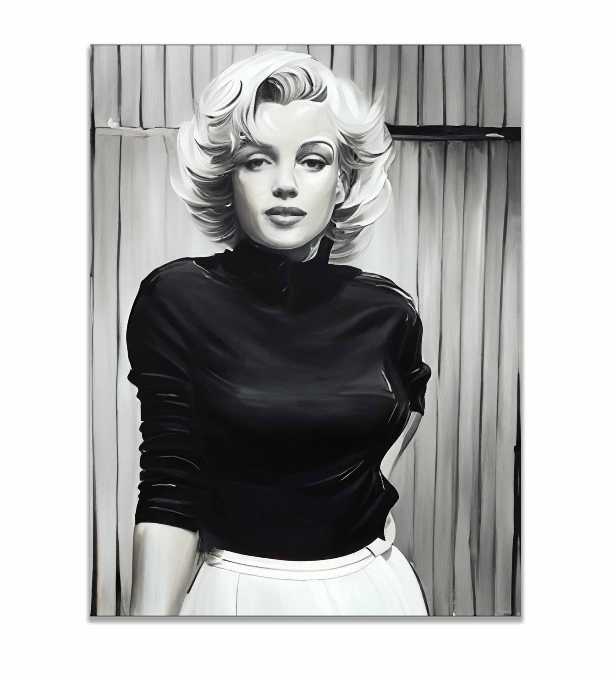 Marilyn Black and White Canvas 36x48 Glitter Art Print-Wall Art-DECOROLALA