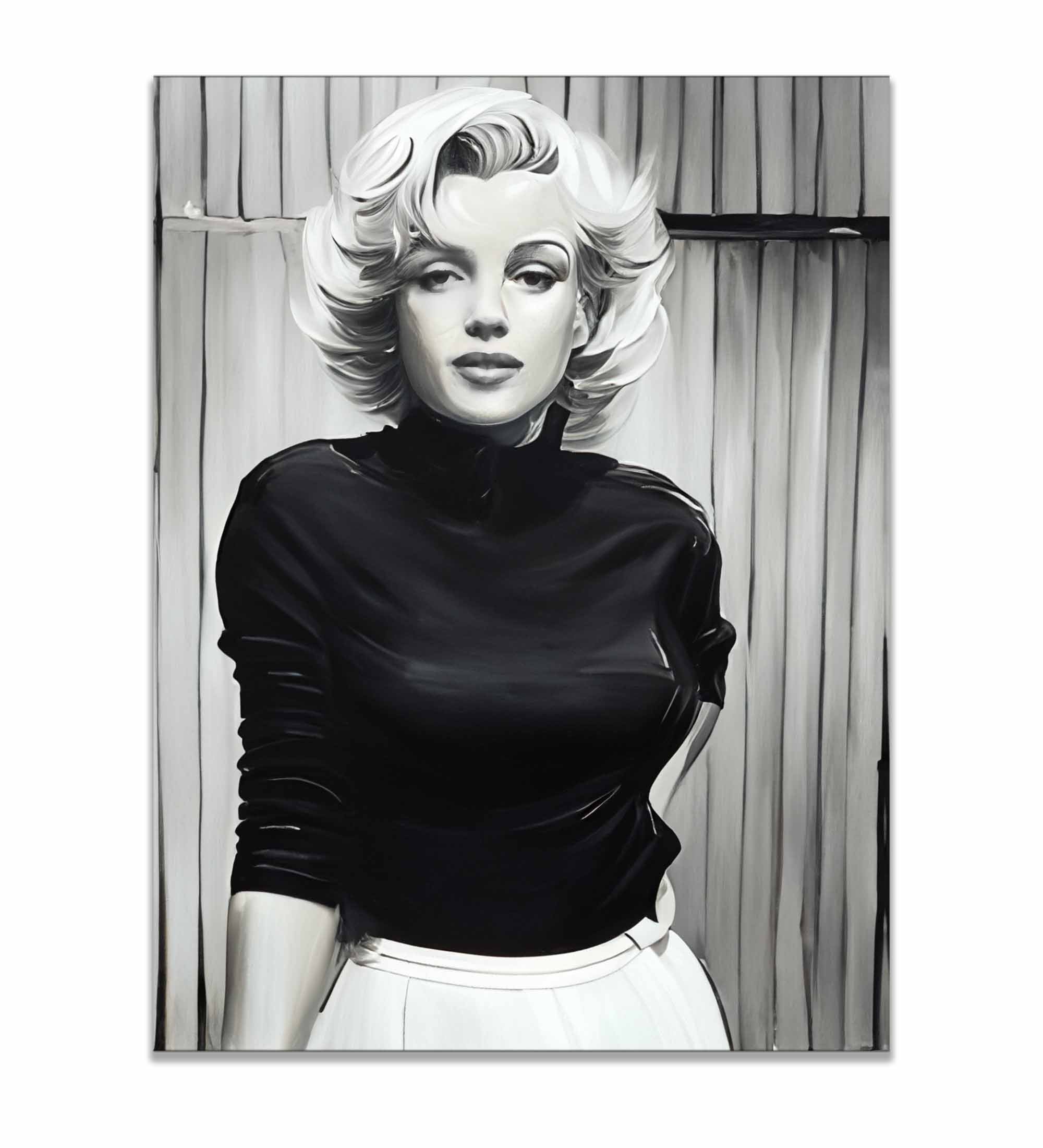 Marilyn Black and White Canvas 36x48 Glitter Art Print-Wall Art-DECOROLALA