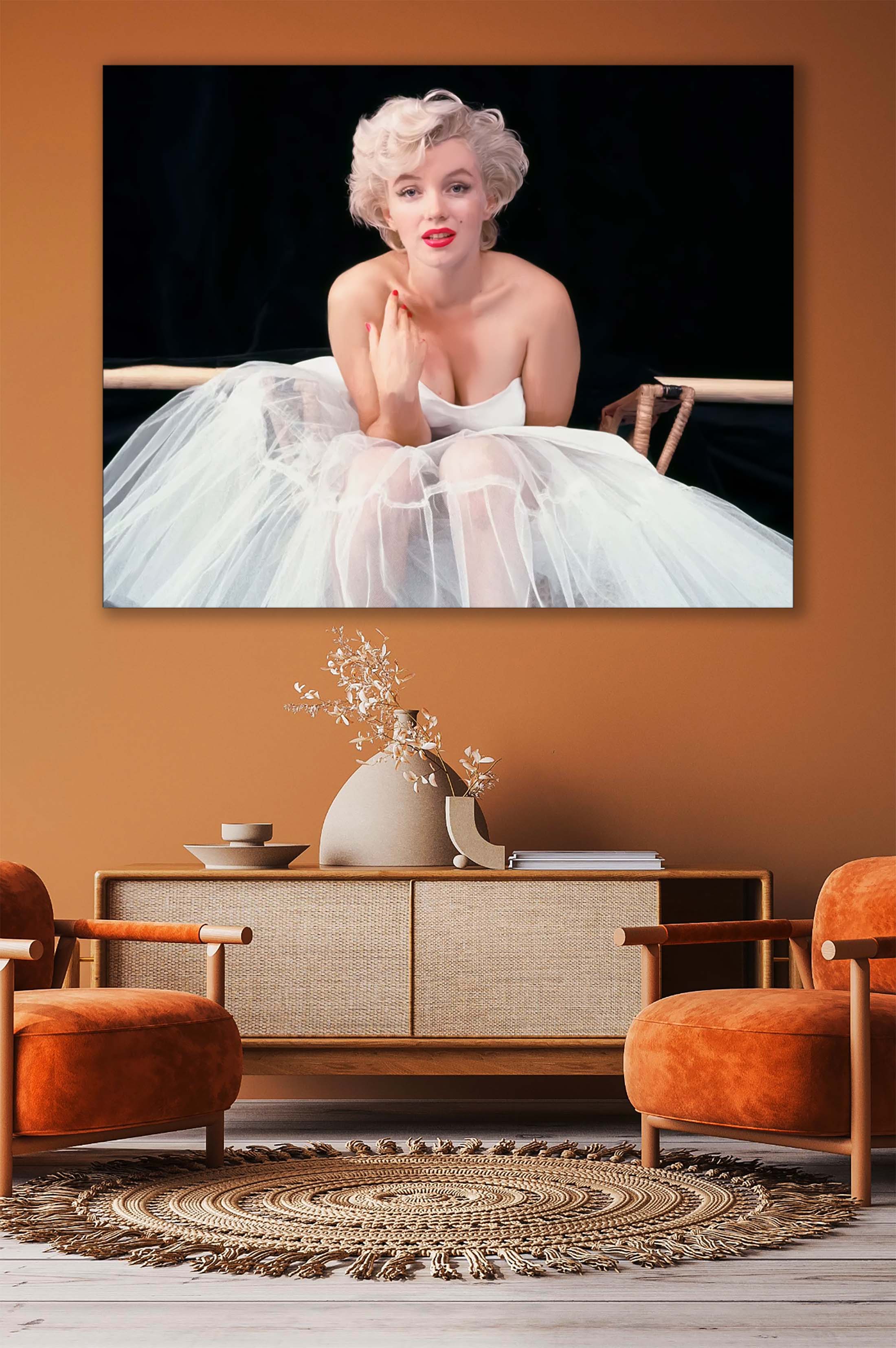 Marilyn in White Dress-Wall art decor-Fine Art-Diamond varnish-Wall Art-DECOROLALA
